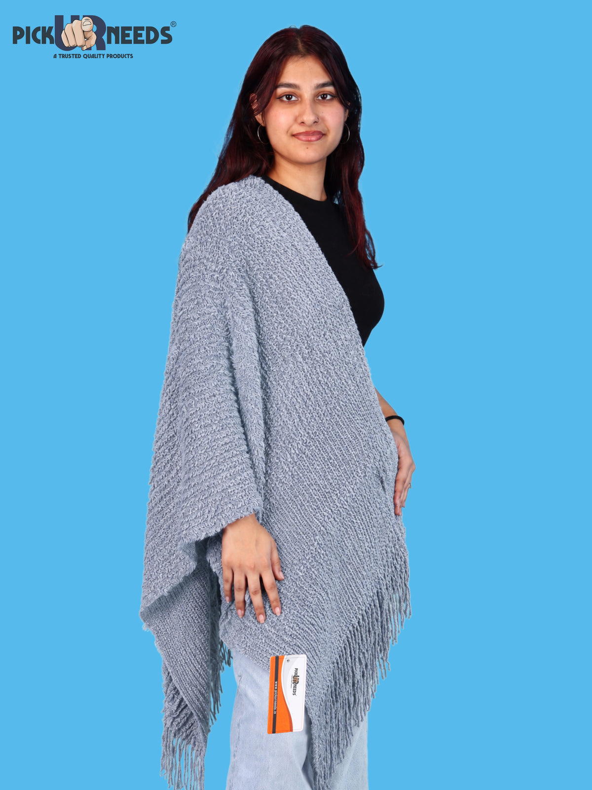 Pick Ur Needs Womens Winter shawl with Soft Plush Texture & Long Fringe Detailing Elegant Wrap for Ladies & Girls Cozy Seasonal Shoulder Cover for Casual, Ethnic & Western Outfits