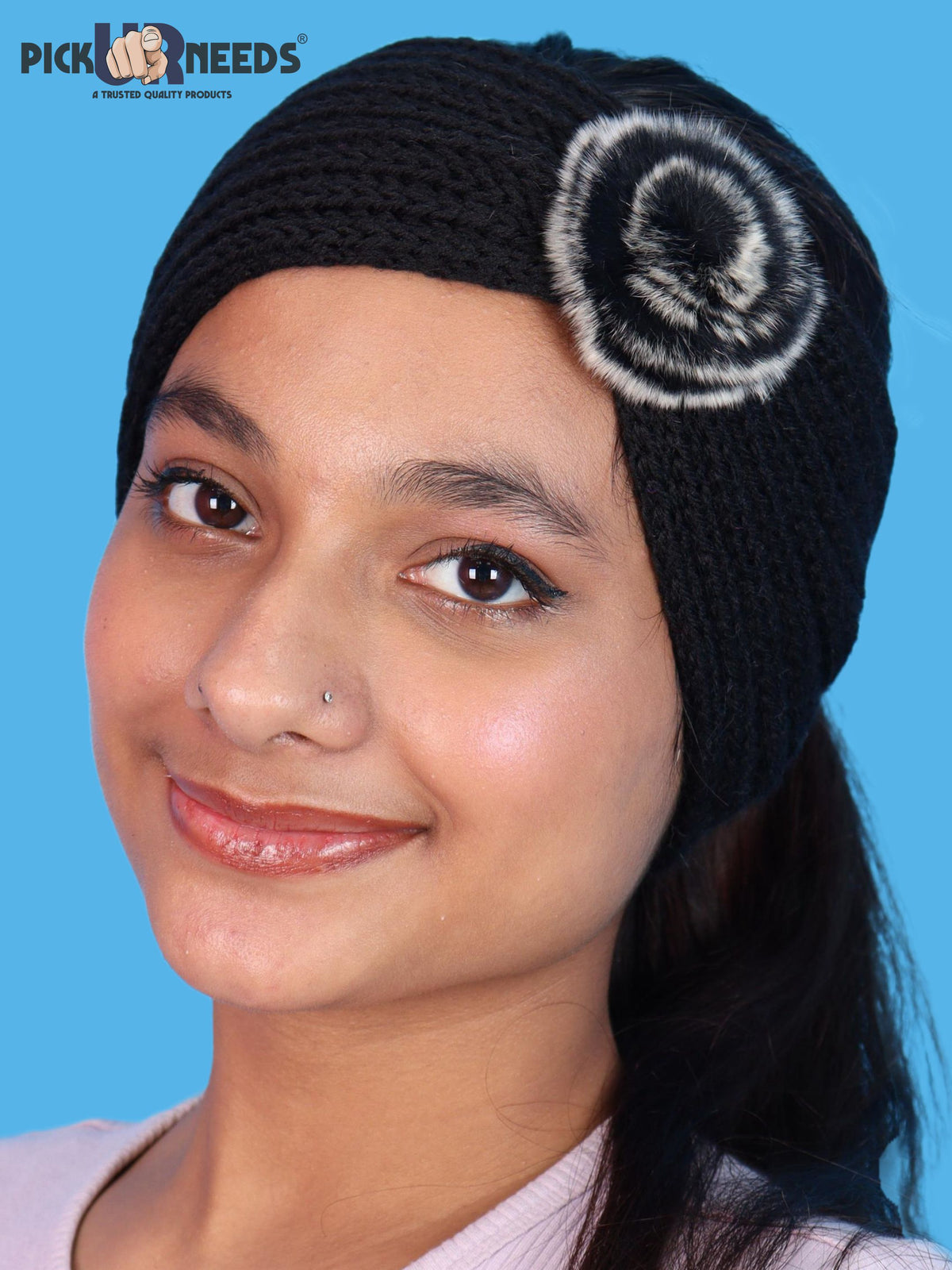 Pick Ur Needs Women & Girls Winter Earmuff Headband Kanpatti with Flower Design Soft Knitted Warm Ear Cover