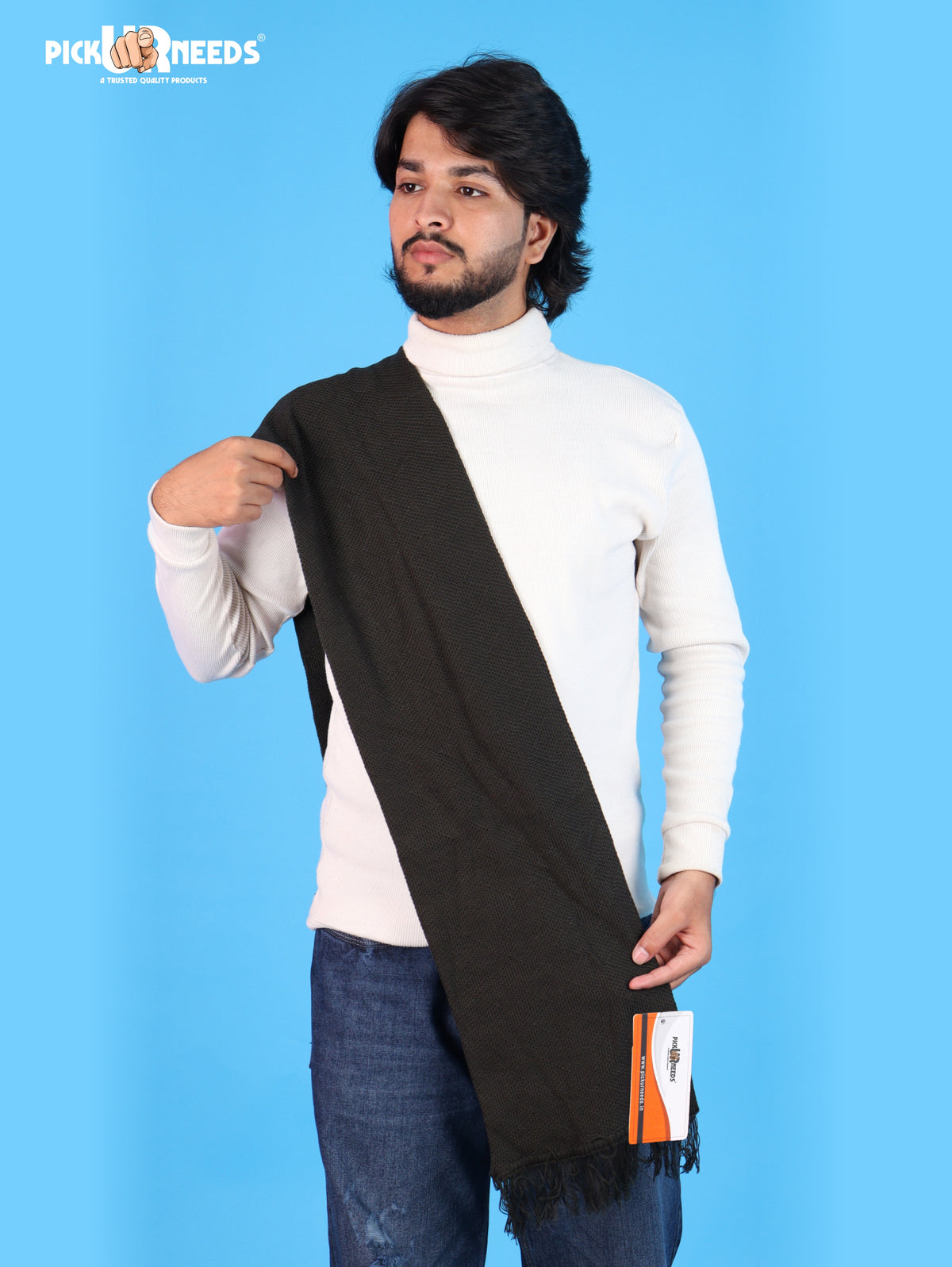 Pick Ur Needs Premium Soft, Warm & Breathable Wool Blend Winter Scarf for Men Fashionable Elegant Muffler