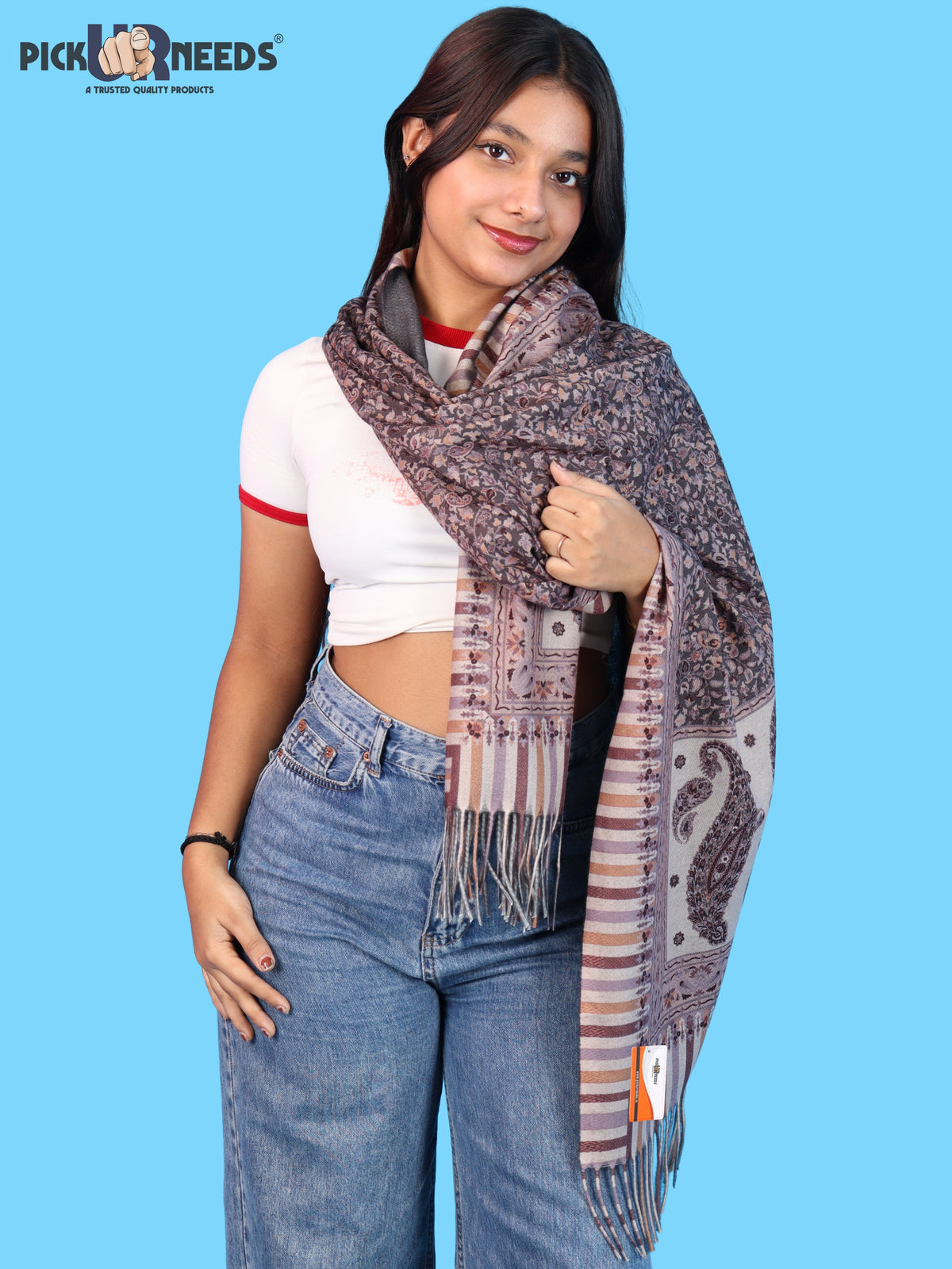 Pick Ur Needs Women Winter Shawl & Muffler Soft Warm Floral Paisley Printed Stole with Tassels Stylish Lightweight Neck Wrap Scarf for Women & Girls