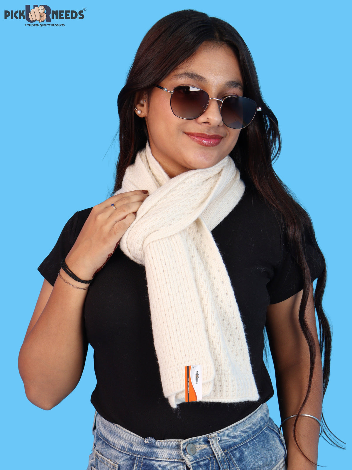 Pick Ur Needs Womens Soft Muffler Scarf, Lightweight Knitted Winter Stole, Warm & Cozy Long Neck Wrap for Women & Girls