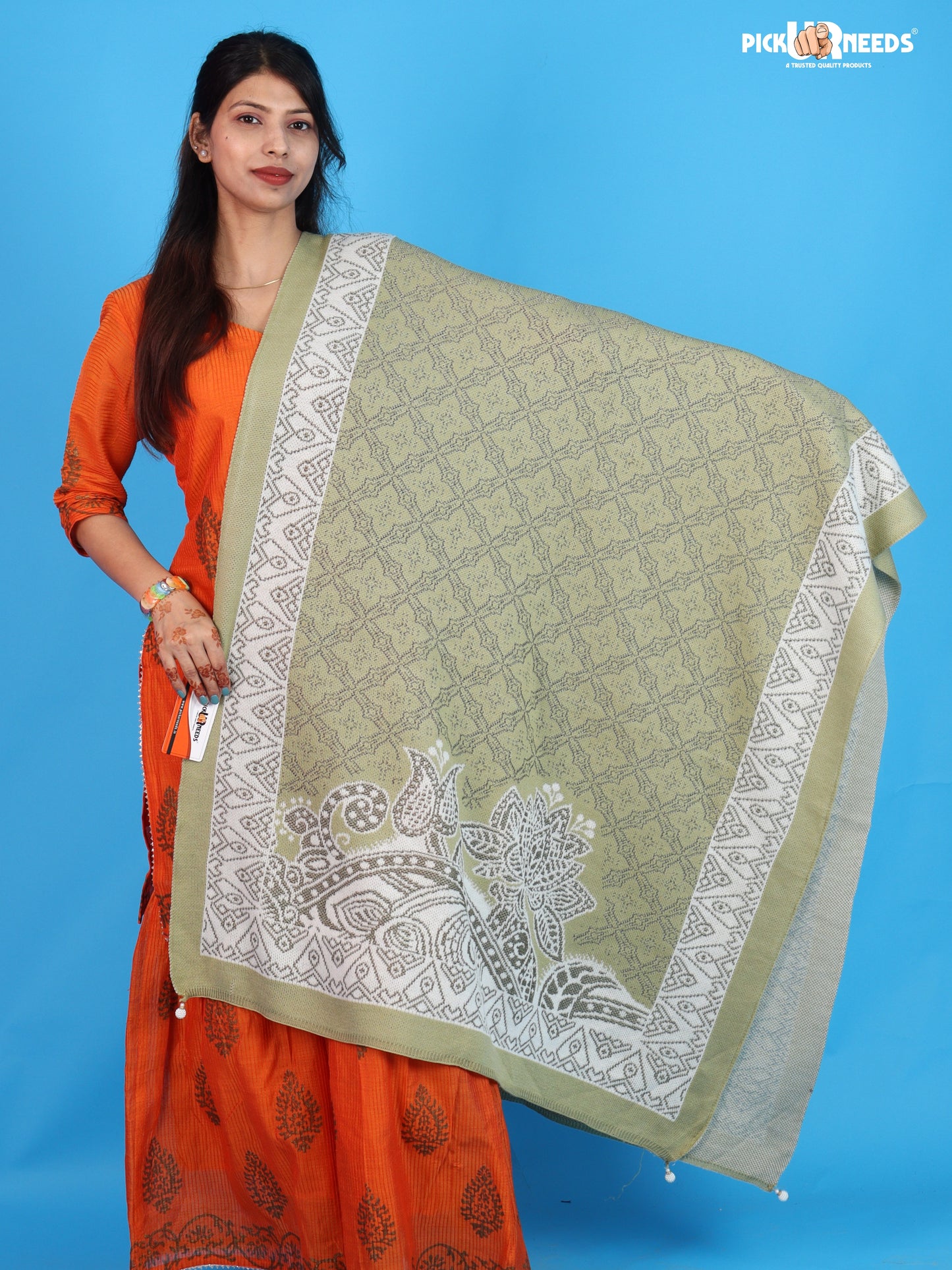 Pick Ur Needs Womens & Girls Soft Knitted Winter Shawl with Elegant Floral & Geometric Pattern, Warm Lightweight Stylish Stole For Ladies