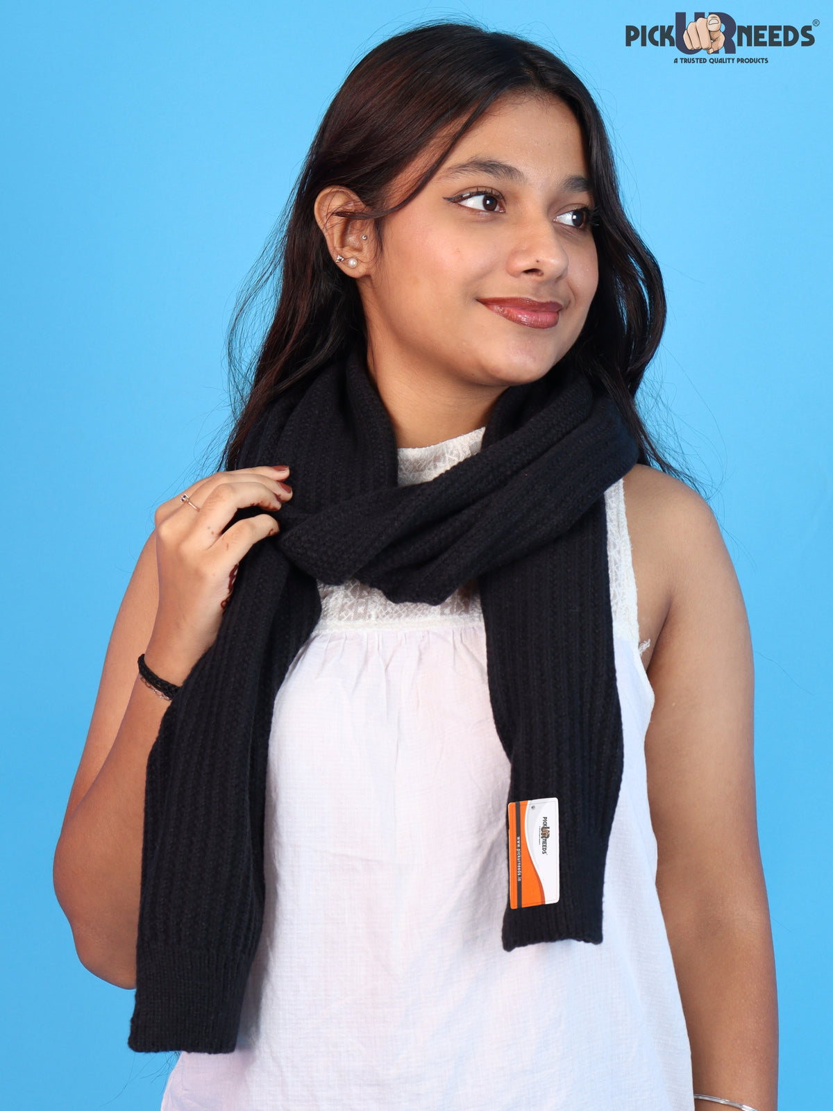 Pick Ur Needs Womens Stylish Knitted Muffler Scarf, Long Ribbed Knit Winter Neck Wrap, Soft Textured Cozy Scarf for Girls