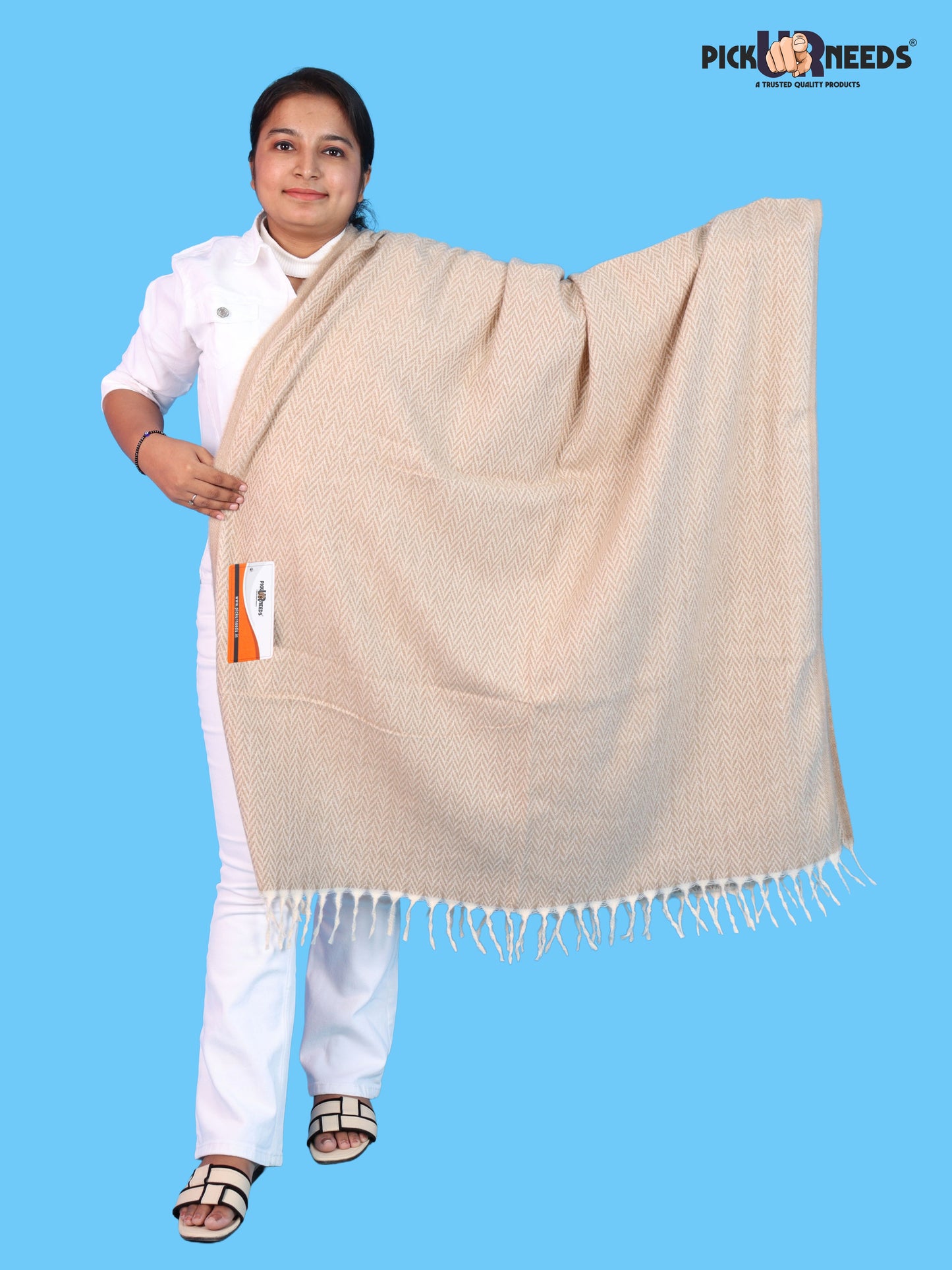 Pick Ur Needs Women’s Winter Muffler Shawl Soft & Warm Knitted Herringbone Wrap with Elegant Fringe Stole For Girls