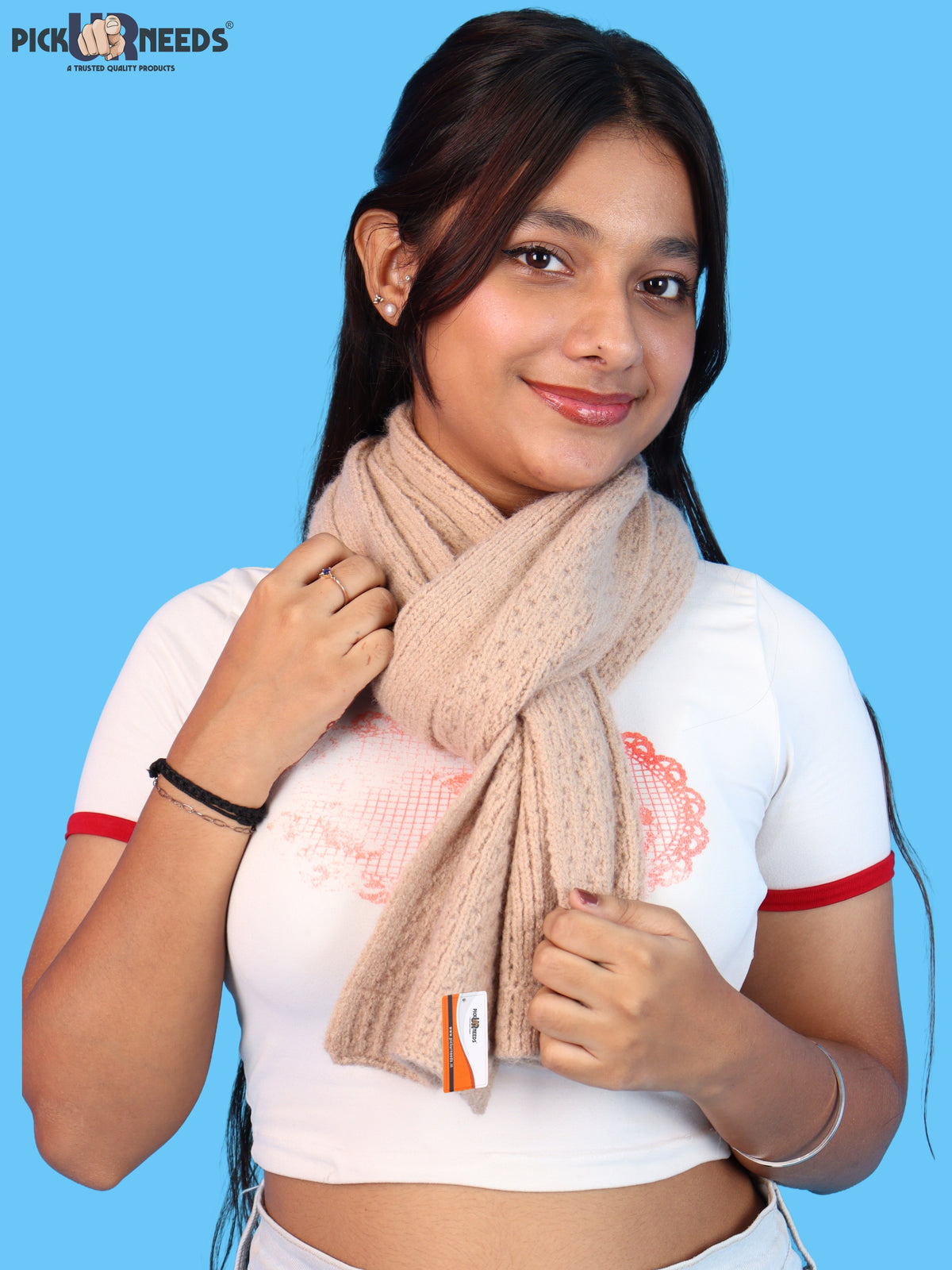 Pick Ur Needs Womens Soft Muffler Scarf, Lightweight Knitted Winter Stole, Warm & Cozy Long Neck Wrap for Women & Girls
