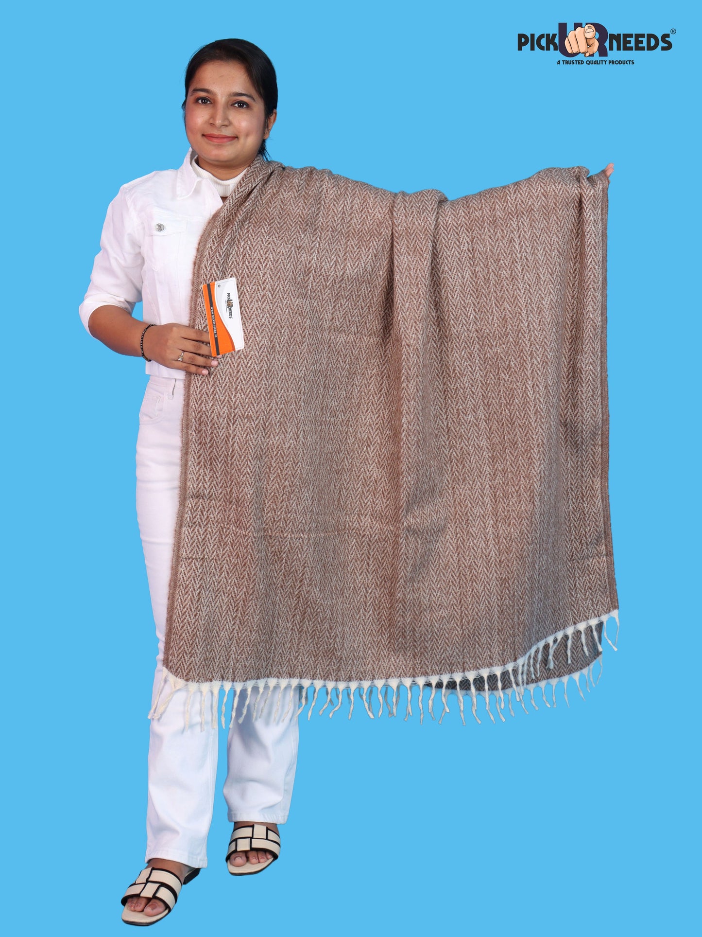 Pick Ur Needs Women’s Winter Muffler Shawl Soft & Warm Knitted Herringbone Wrap with Elegant Fringe Stole For Girls