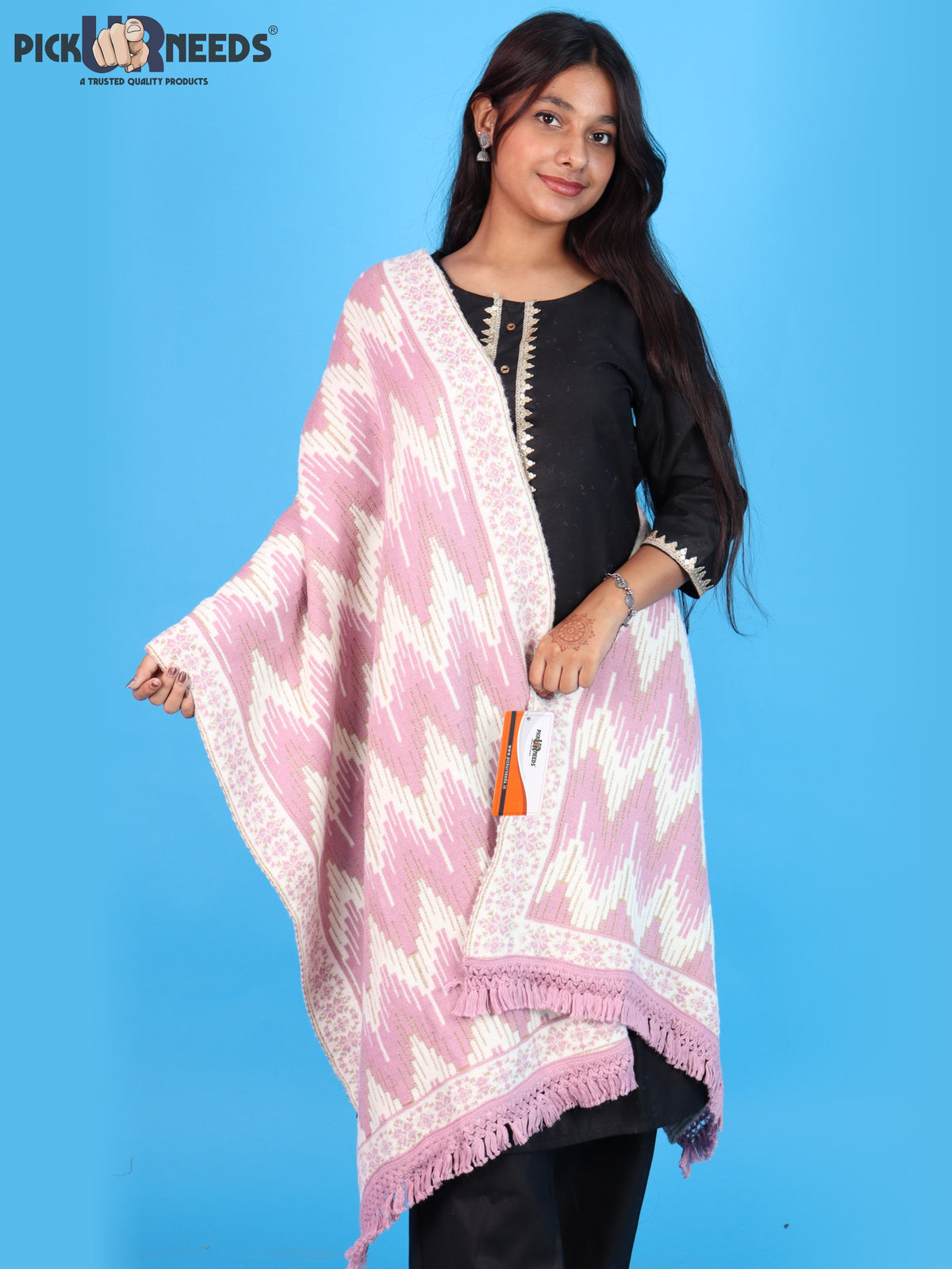 Pick Ur Needs Premium Wool Shawl For Womens & Girls Winter Muffler Soft Knitted Designer Wrap Warm Stole
