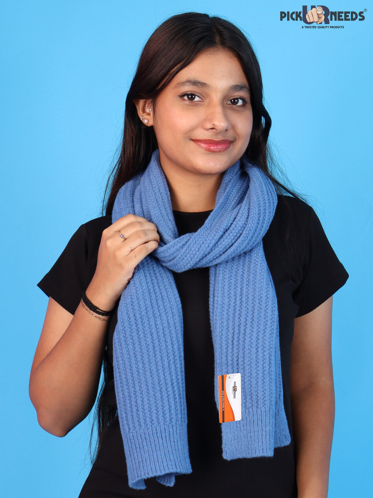 Pick Ur Needs Womens Stylish Knitted Muffler Scarf, Long Ribbed Knit Winter Neck Wrap, Soft Textured Cozy Scarf for Girls