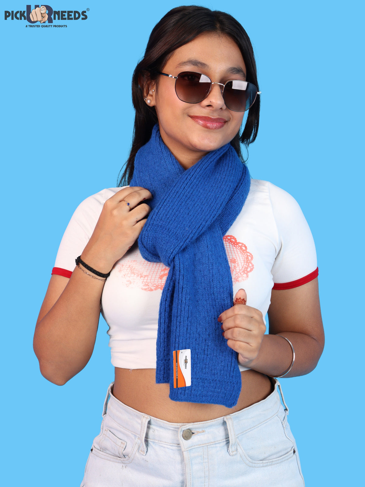Pick Ur Needs Womens Soft Muffler Scarf, Lightweight Knitted Winter Stole, Warm & Cozy Long Neck Wrap for Women & Girls