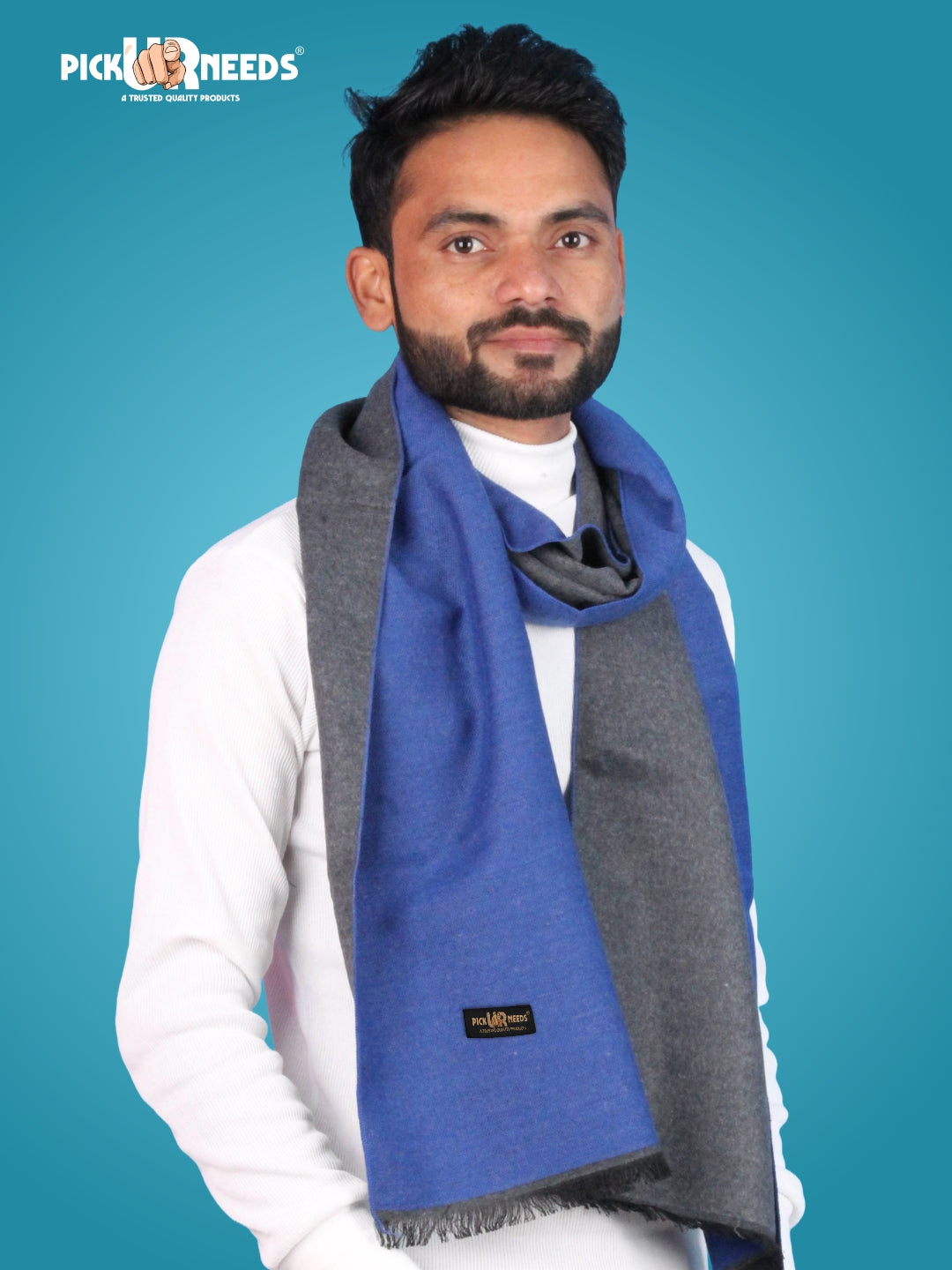 Pick Ur Needs Reversible Winter Muffler for Men Dual-Color Soft Woolen Scarf Warm, Stylish & Lightweight Muffler for Casual, Office & Outdoor Wear