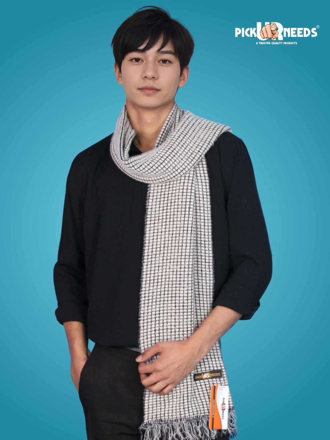 Pick Ur Needs Soft Warm Woolen Premium Winter Muffler for Men Scarf with Stylish Check Pattern Long & Comfortable Cold Weather Neck Wrap
