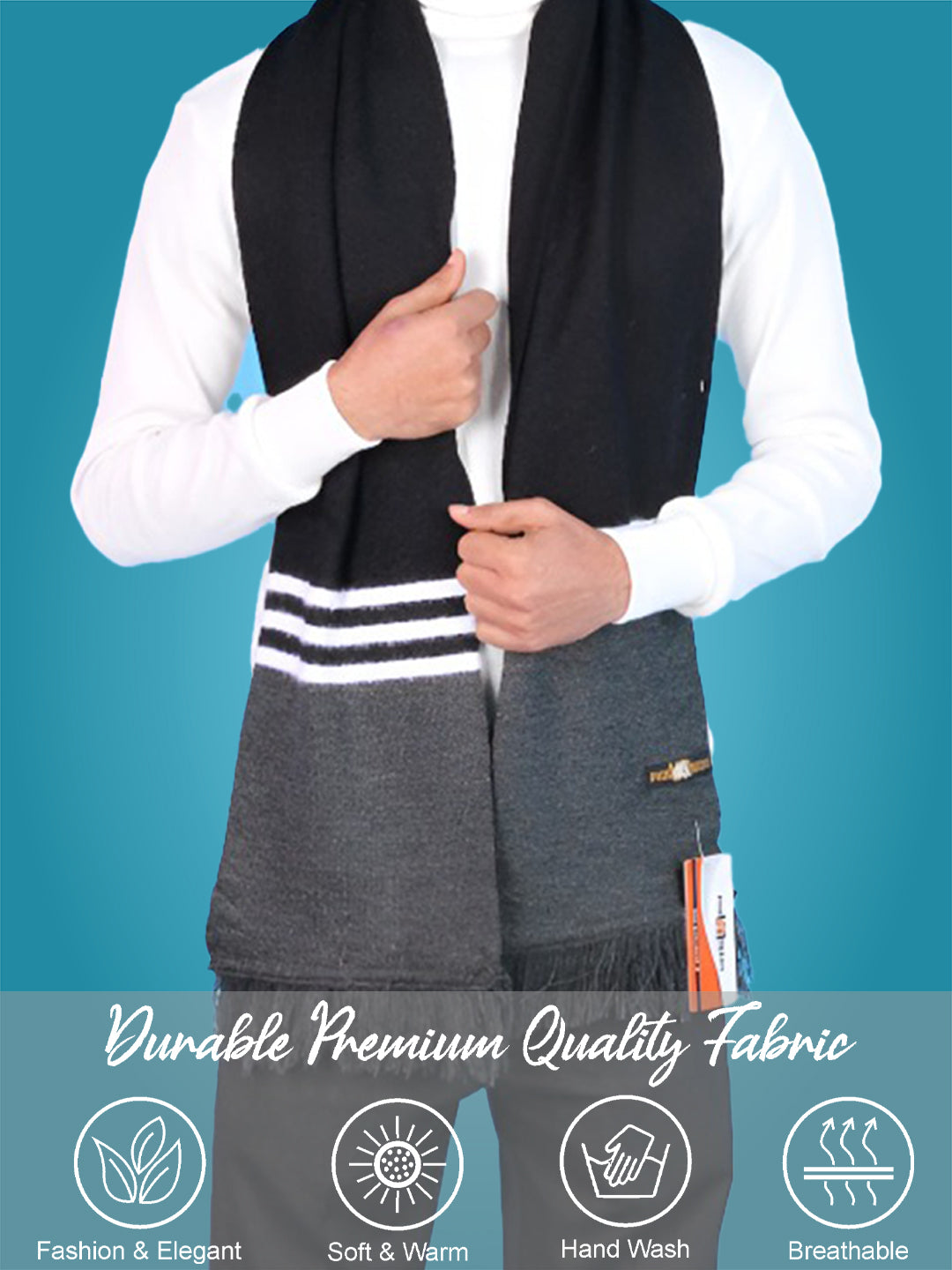 Pick Ur Needs Men's Stylish Striped Knitted Winter Scarf | Soft, Warm & Breathable Muffler for Casual & Formal Wear