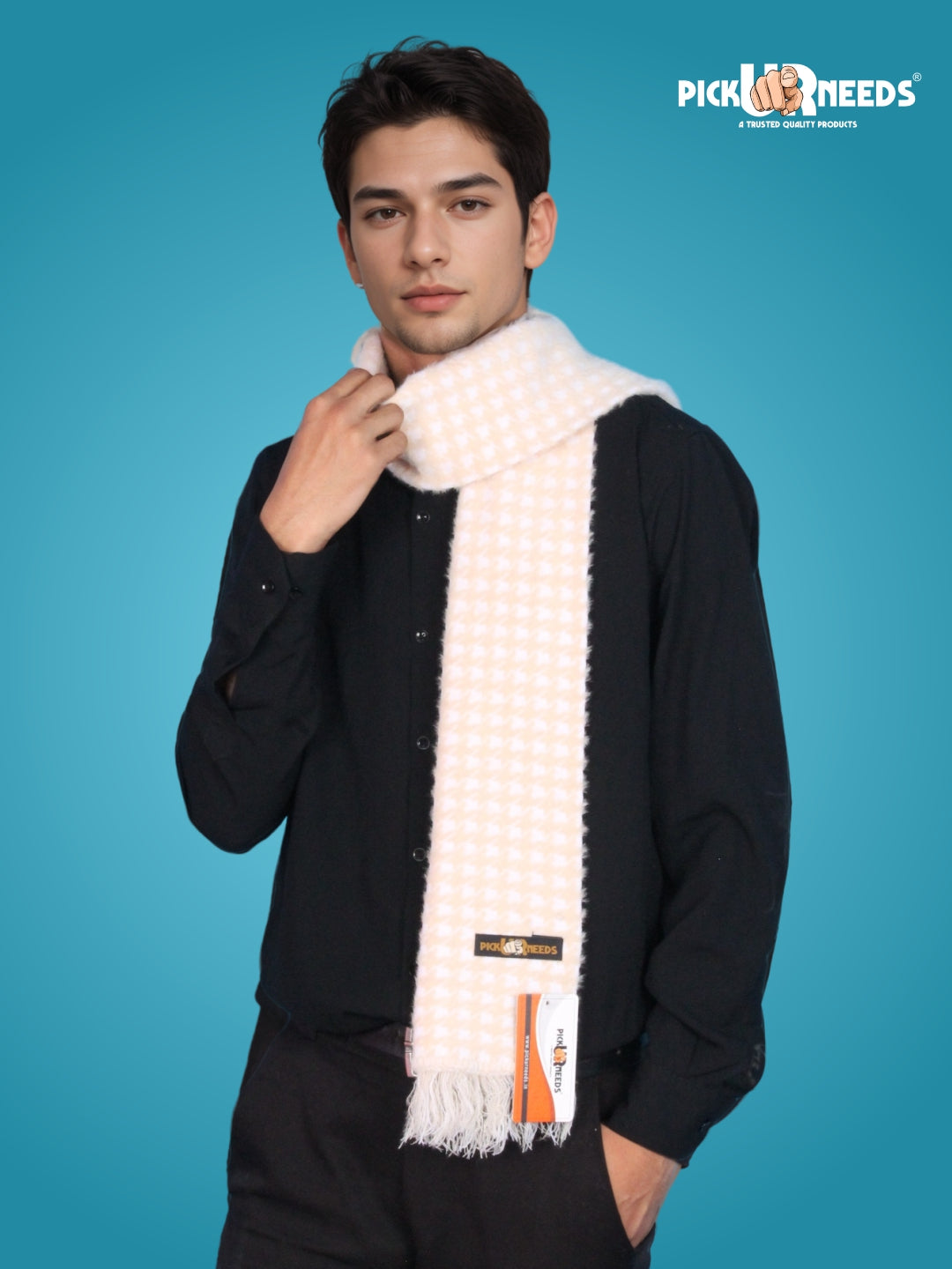 Pick Ur Needs Soft Warm Woolen Premium Winter Muffler for Men Scarf with Stylish Check Pattern Long & Comfortable Cold Weather Neck Wrap