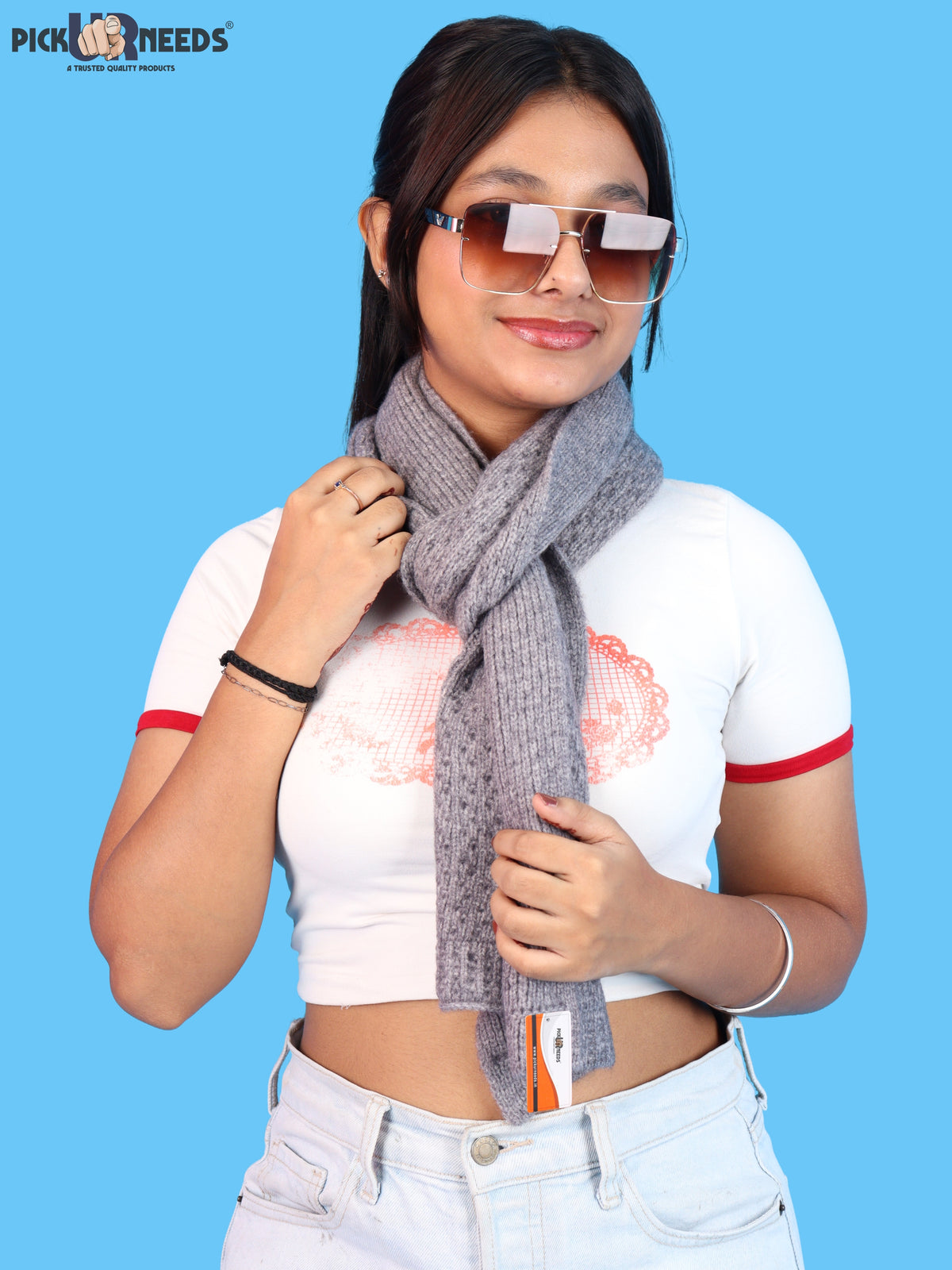 Pick Ur Needs Womens Soft Muffler Scarf, Lightweight Knitted Winter Stole, Warm & Cozy Long Neck Wrap for Women & Girls