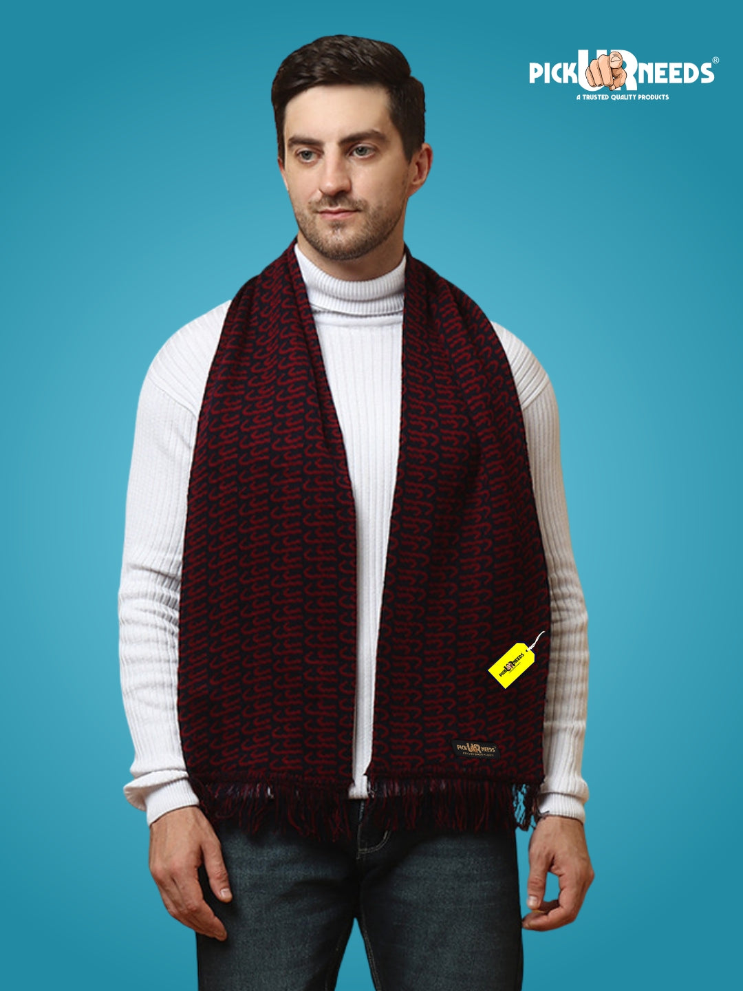 Pick Ur Needs Premium Winter Knit Muffler for Men Soft Woolen Neck Scarf with Stylish Pattern Warm & Comfortable Winter Wear for Outdoor & Casual Use