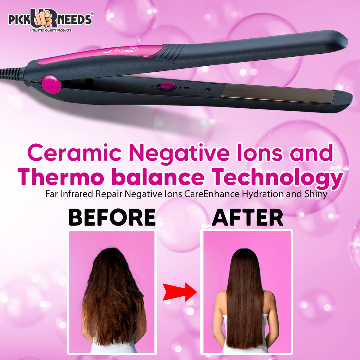 Pick Ur Needs Professional Hair Straightener 40W Ceramic Plate With Quick 30Sec