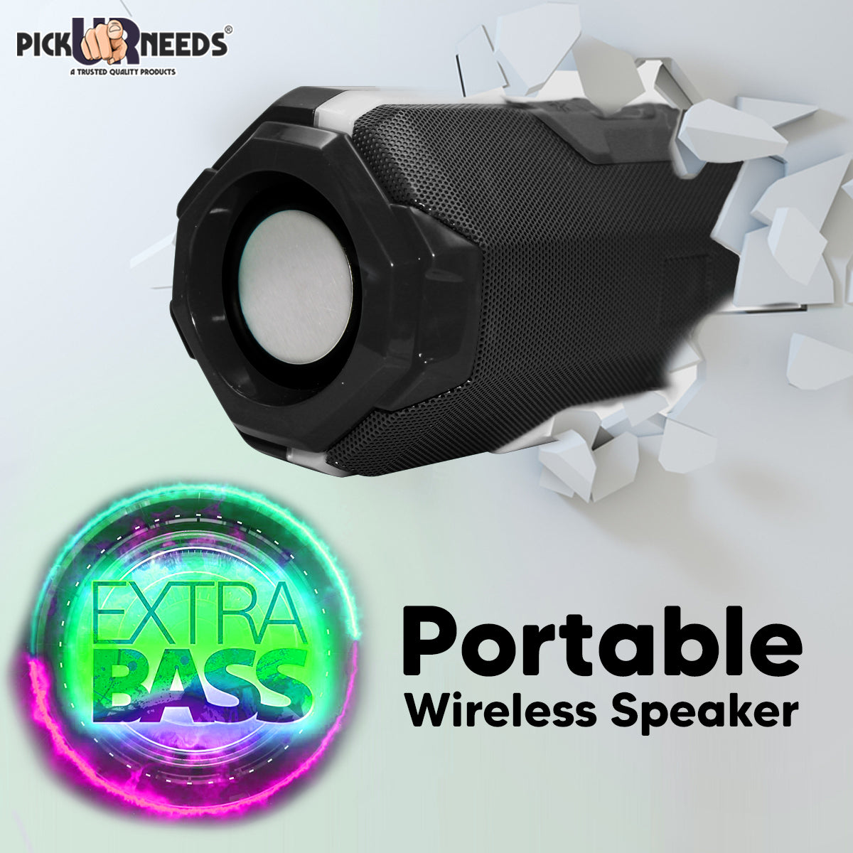 Pick Ur Needs Wireless Rechargeable Mega Bass Portable Bluetooth Speaker | Water Proof | Splash Proof | Premium Speaker
