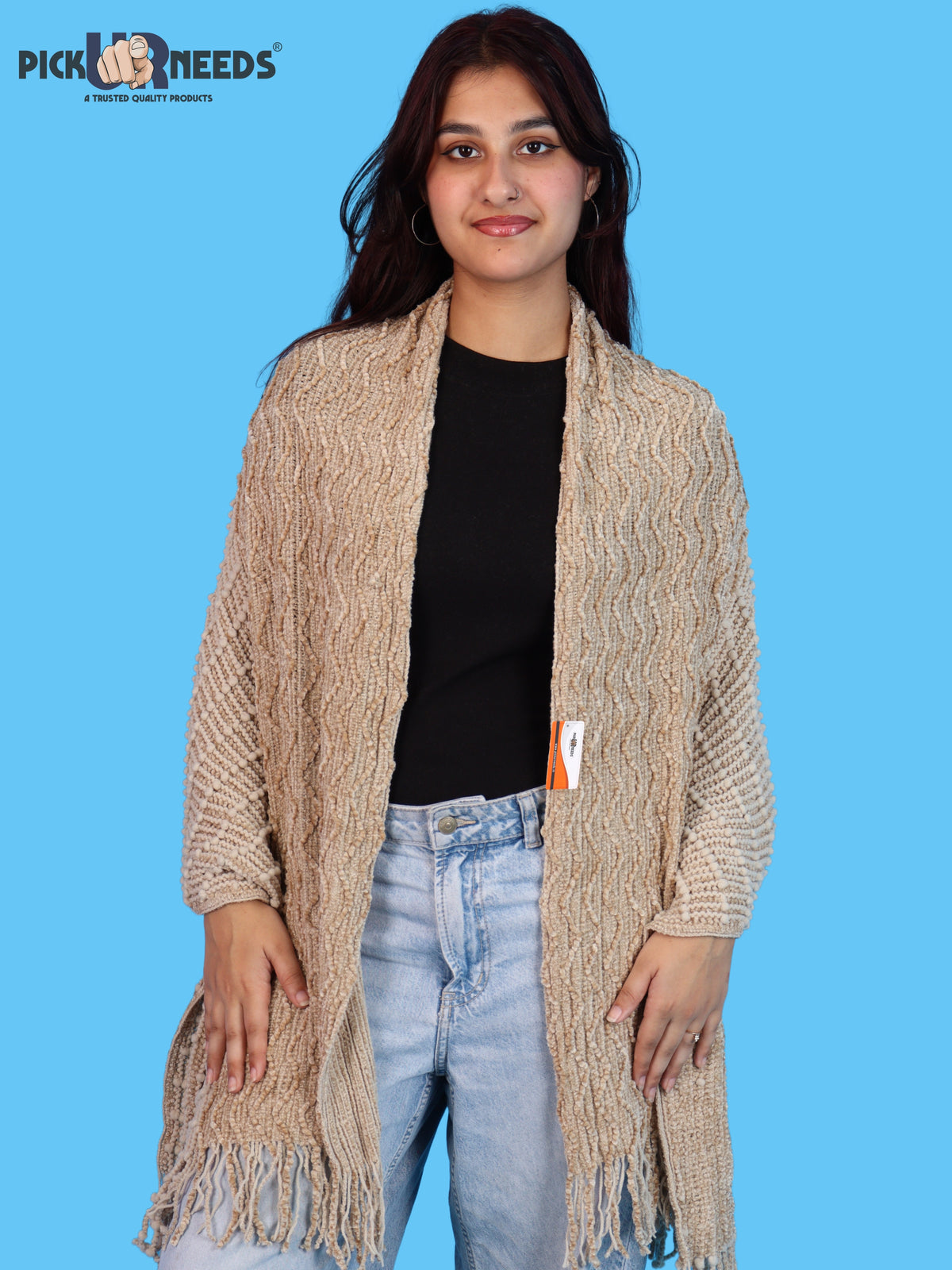 Pick Ur Needs Winter Premium Muffler for Women Soft Textured Woven with Elegant Fringe Detailing Warm For Girls