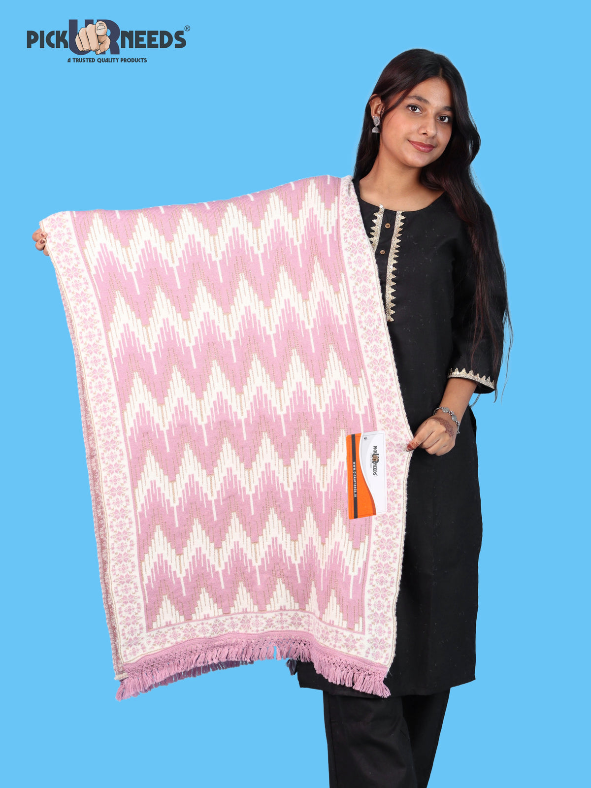 Pick Ur Needs Premium Wool Shawl For Womens & Girls Winter Muffler Soft Knitted Designer Wrap Warm Stole