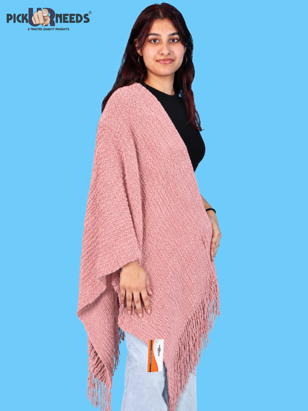 Pick Ur Needs Womens Winter shawl with Soft Plush Texture & Long Fringe Detailing Elegant Wrap for Ladies & Girls Cozy Seasonal Shoulder Cover for Casual, Ethnic & Western Outfits