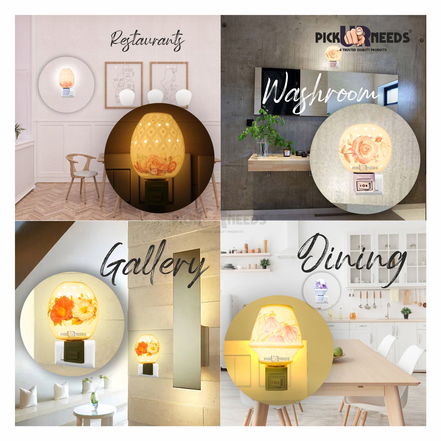 Pick Ur Needs Stylish Decorative Ceramic Electric Light (Design As per Availability) 2Pcs Night Lamp