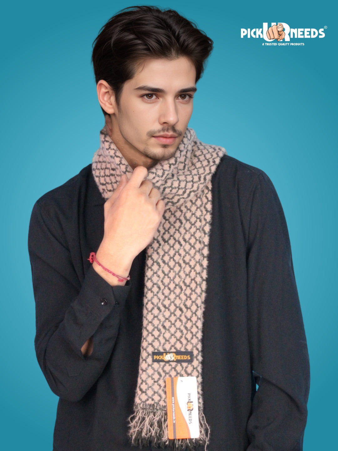 Pick Ur Needs Soft Warm Woolen Premium Winter Muffler for Men Scarf with Stylish Check Pattern Long & Comfortable Cold Weather Neck Wrap