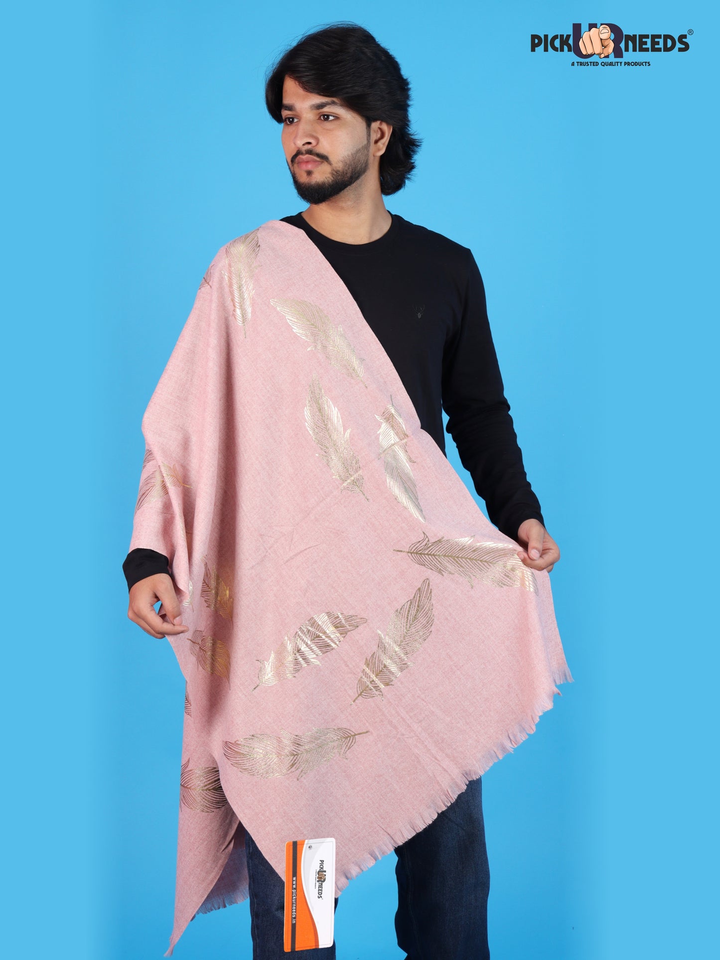 Pick Ur Needs Winter Shawl, Scarf, Stole & Muffler with Elegant Feather Print Soft Lightweight Winter Wrap for Men Stylish Scarf Stole for Kurta, Shirt For Boys