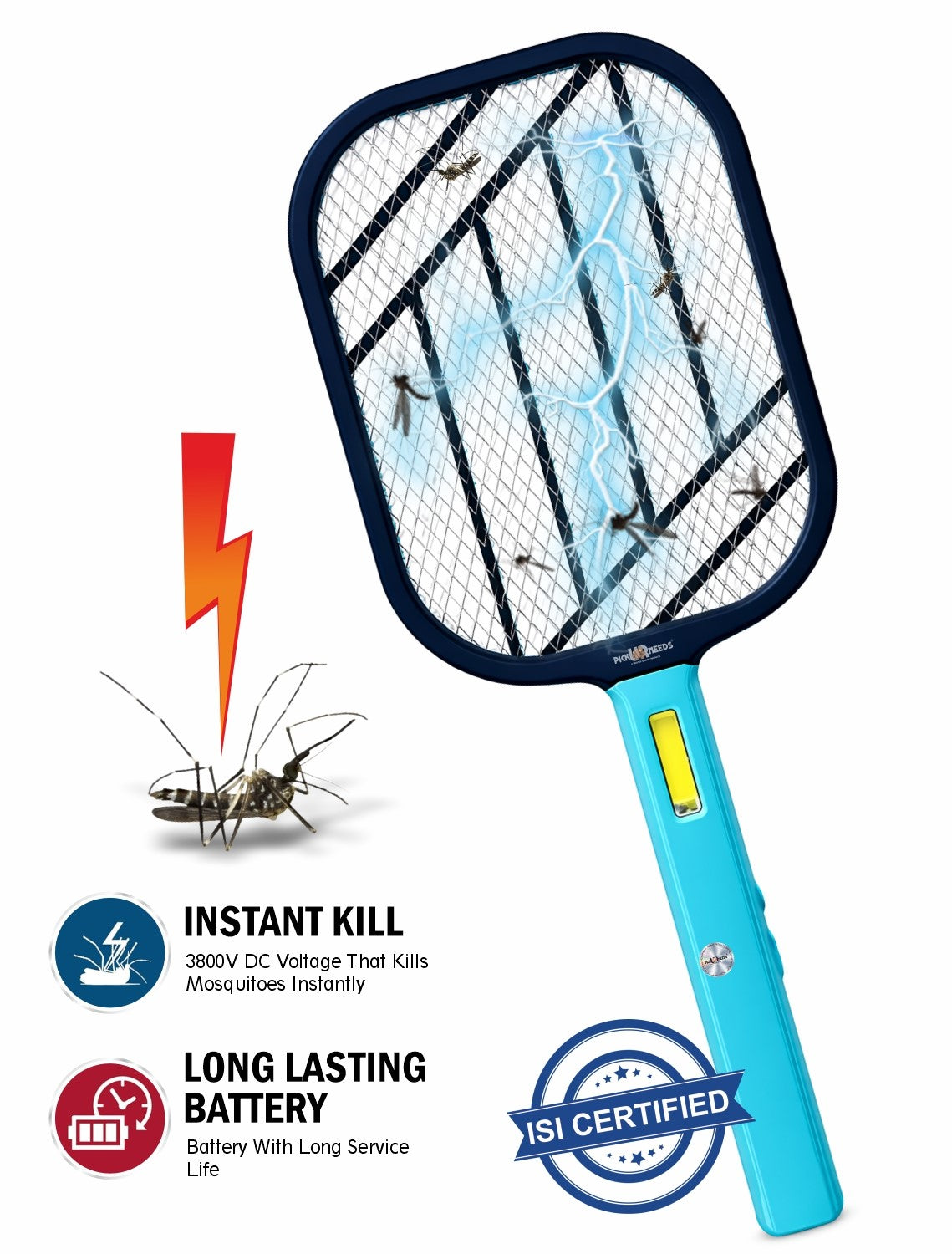 Pick Ur Needs Mosquito Bat/Racket Rechargeable Electric Insect Killer for Indoor Outdoor Use