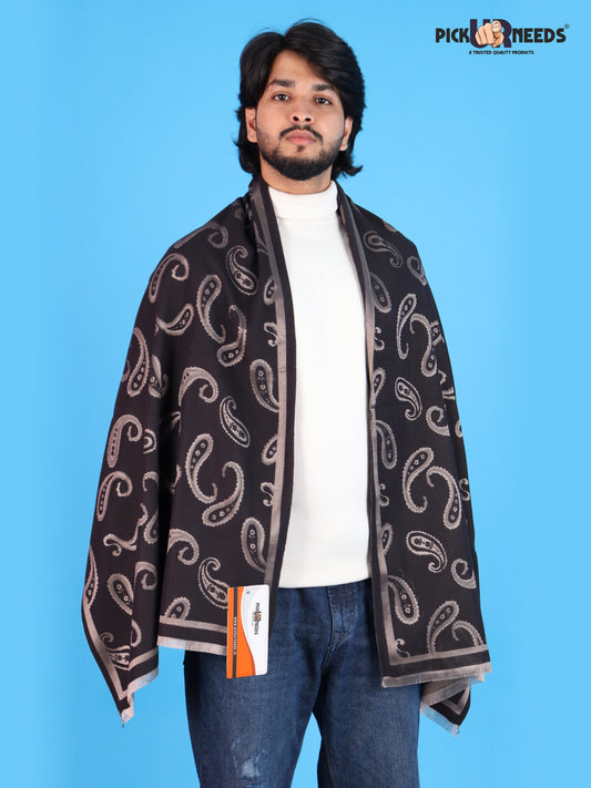 Pick Ur Needs Mens 2-in-1 Shawl & Stole, Elegant Paisley Print Winter Wrap, Lightweight Warm Shoulder Scarf for Boys, Stylish Reversible-Style