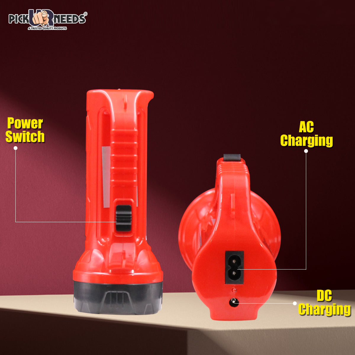 Pick Ur Needs Bright LED Rechargeable Flashlight 50W + 20 SMD Side Handheld with Eco Friendly Solar Panel (3W