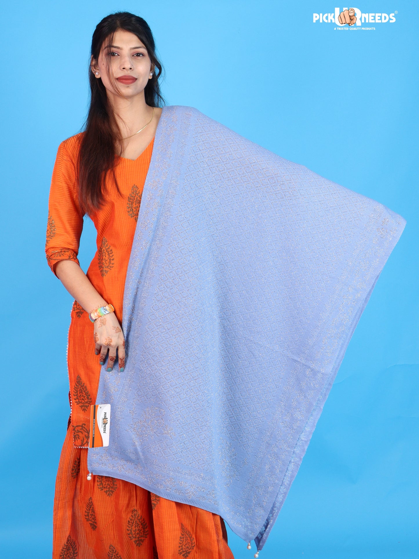 Pick Ur Needs Ladies Printed Winter Shawl with Elegant Pattern Soft Knitted Stole with Designer Border & Tassel Finish Comfortable Shoulder Wrap for