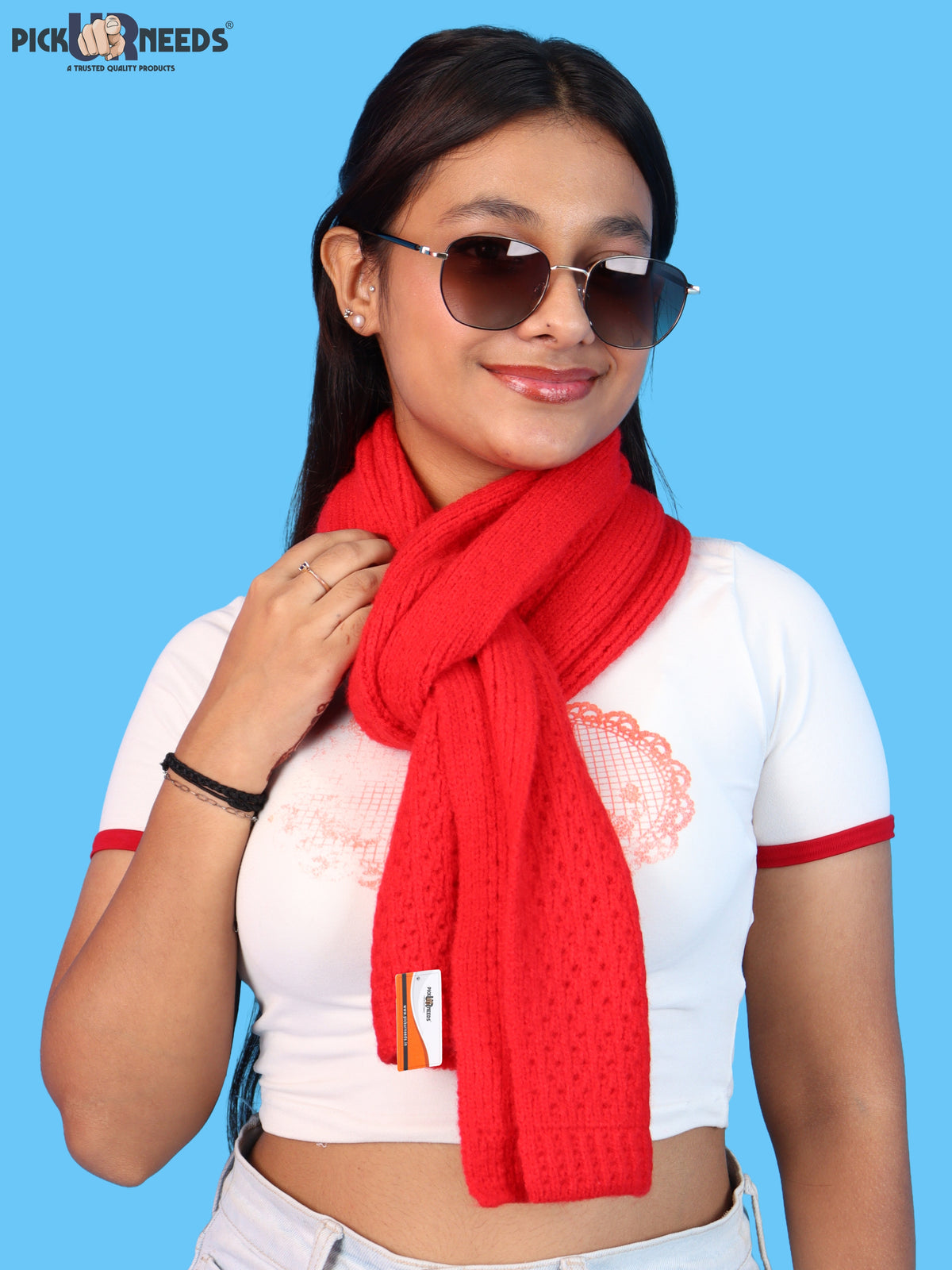 Pick Ur Needs Womens Soft Muffler Scarf, Lightweight Knitted Winter Stole, Warm & Cozy Long Neck Wrap for Women & Girls
