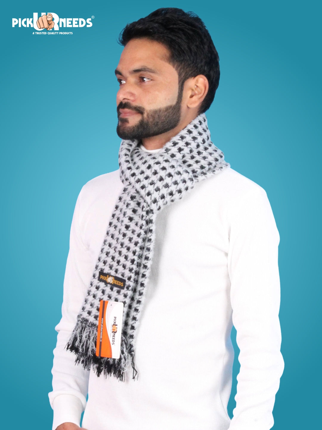 Pick Ur Needs Soft Warm Woolen Premium Winter Muffler for Men Scarf with Stylish Check Pattern Long & Comfortable Cold Weather Neck Wrap