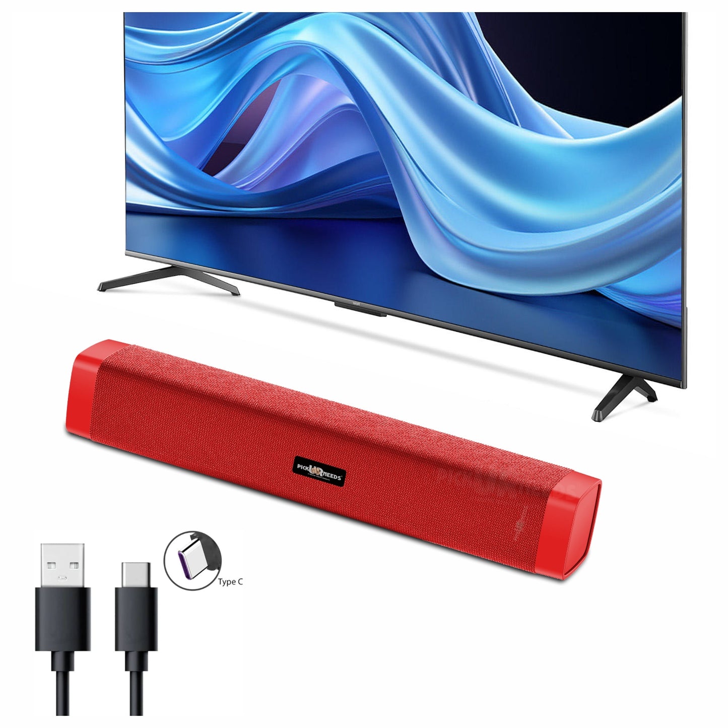 Pick Ur Needs Rechargeable 10W Wireless Bluetooth Soundbar Speaker with 1200mAh Battery, FM Radio, TF Card, USB & AUX Support – 4 Hours Playtime Home & Outdoor Speakers