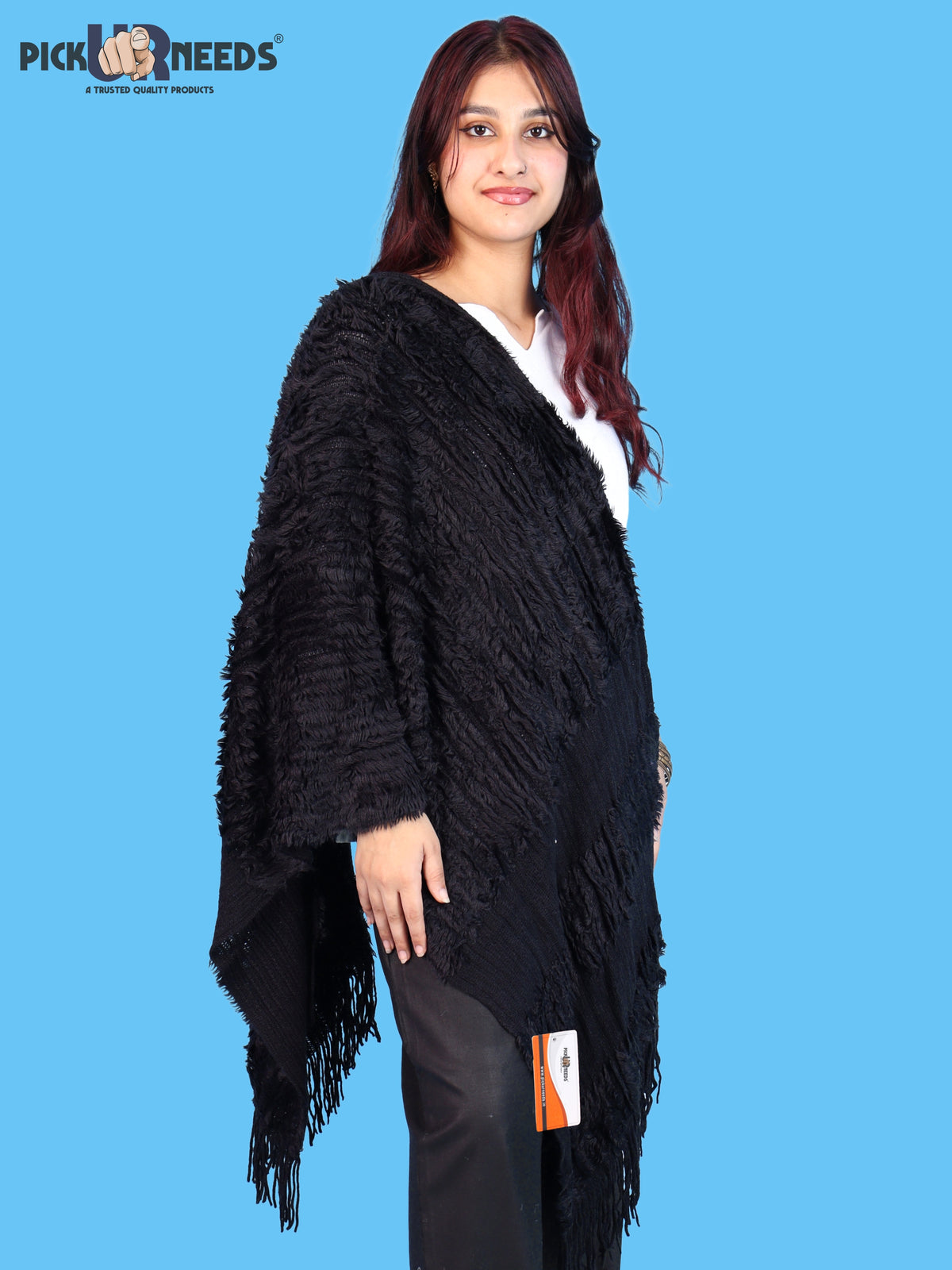 Pick Ur Needs Warm Winter Shawl & Stole for Women & Girls Soft Textured Woven Wrap with Fringe Detailing