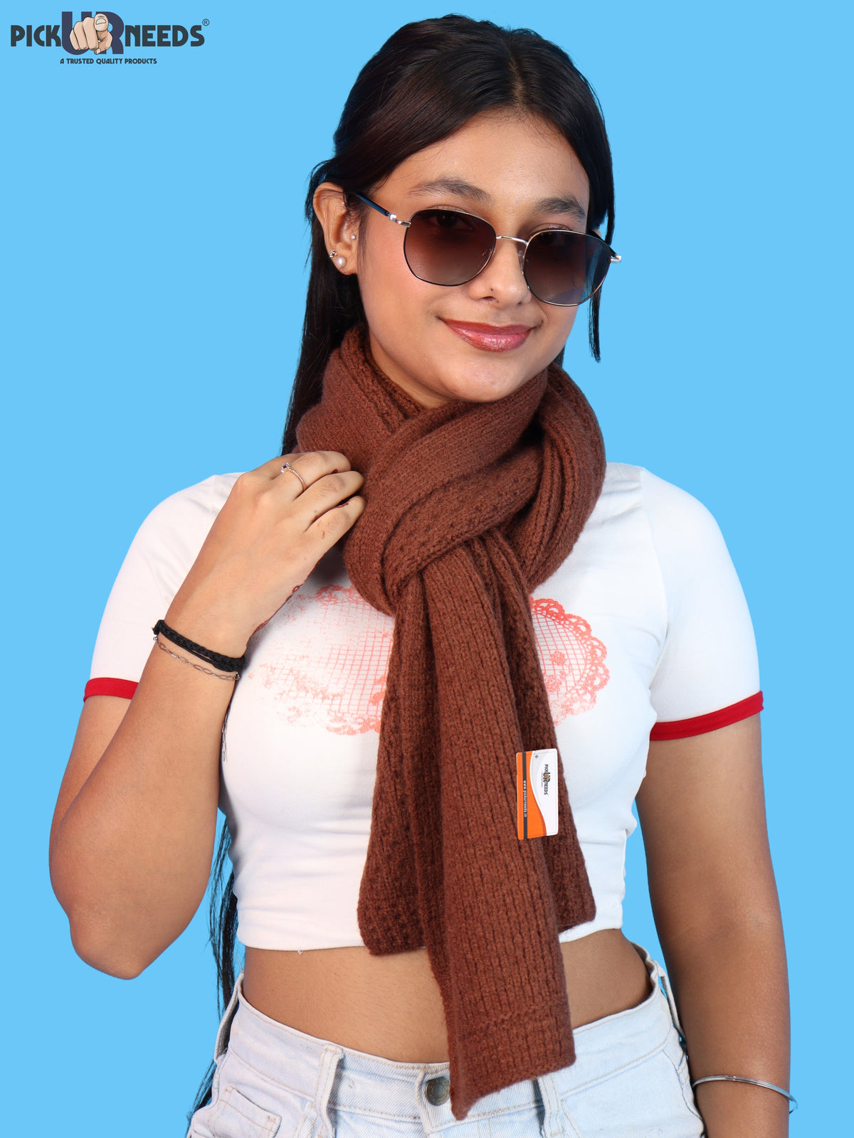 Pick Ur Needs Womens Soft Muffler Scarf, Lightweight Knitted Winter Stole, Warm & Cozy Long Neck Wrap for Women & Girls