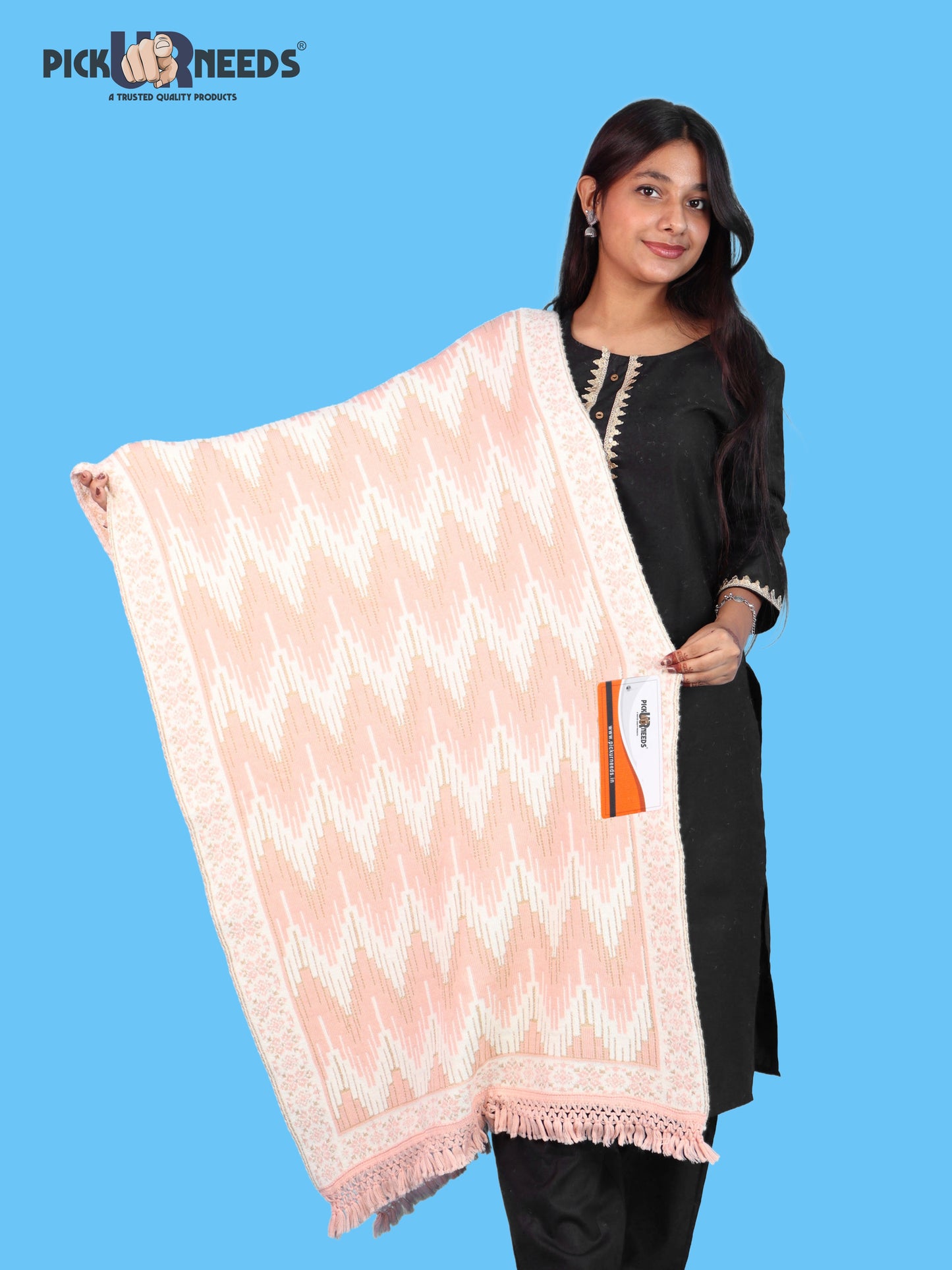 Pick Ur Needs Premium Wool Shawl For Womens & Girls Winter Muffler Soft Knitted Designer Wrap Warm Stole