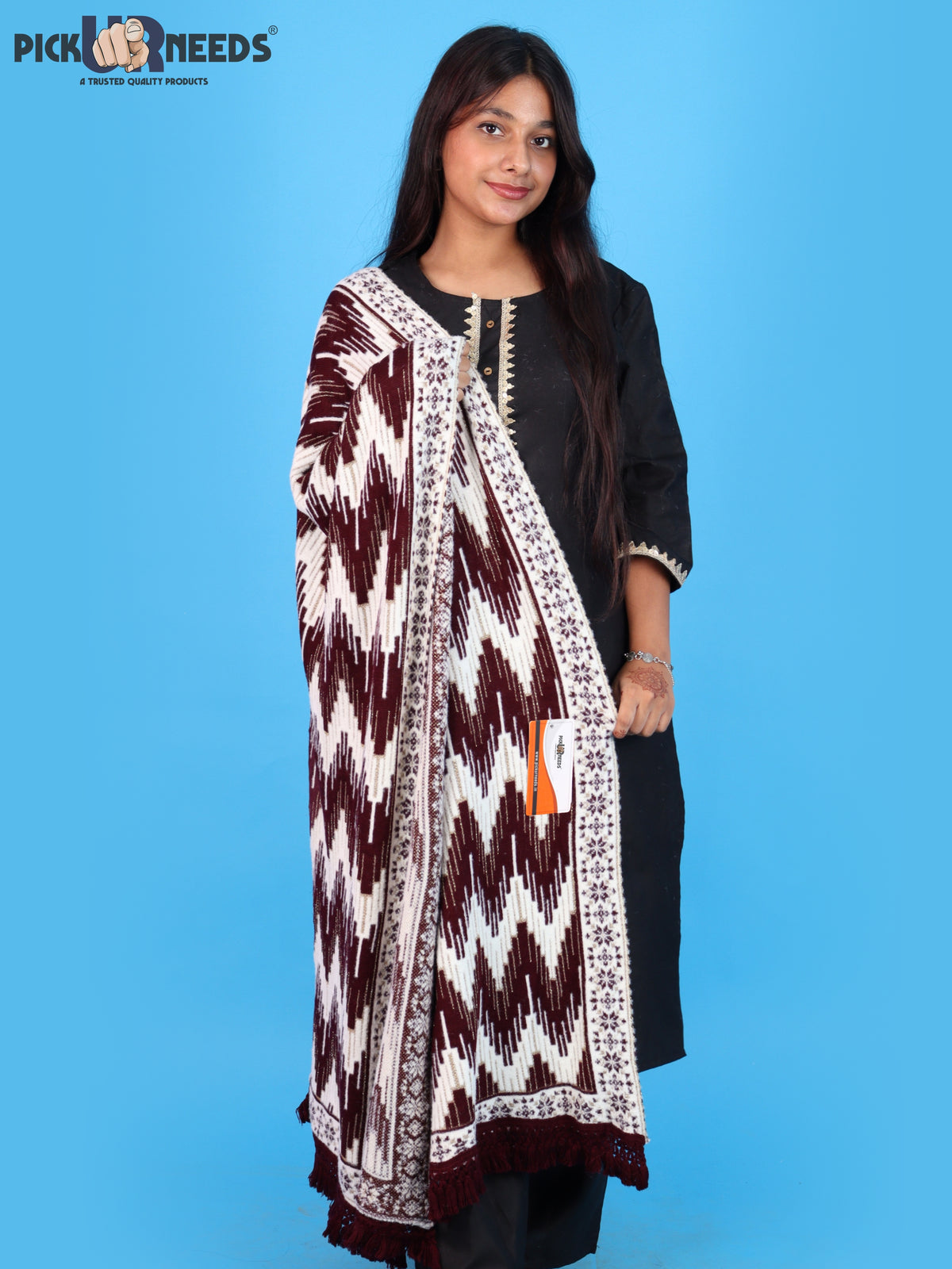 Pick Ur Needs Premium Wool Shawl For Womens & Girls Winter Muffler Soft Knitted Designer Wrap Warm Stole