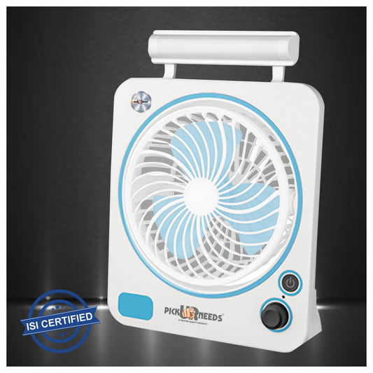 Pick Ur Needs Rechargeable Portable Mini Cooling Electric Table Fan 2 Mode LED Light Energy Saving for Outdoor, Indoor