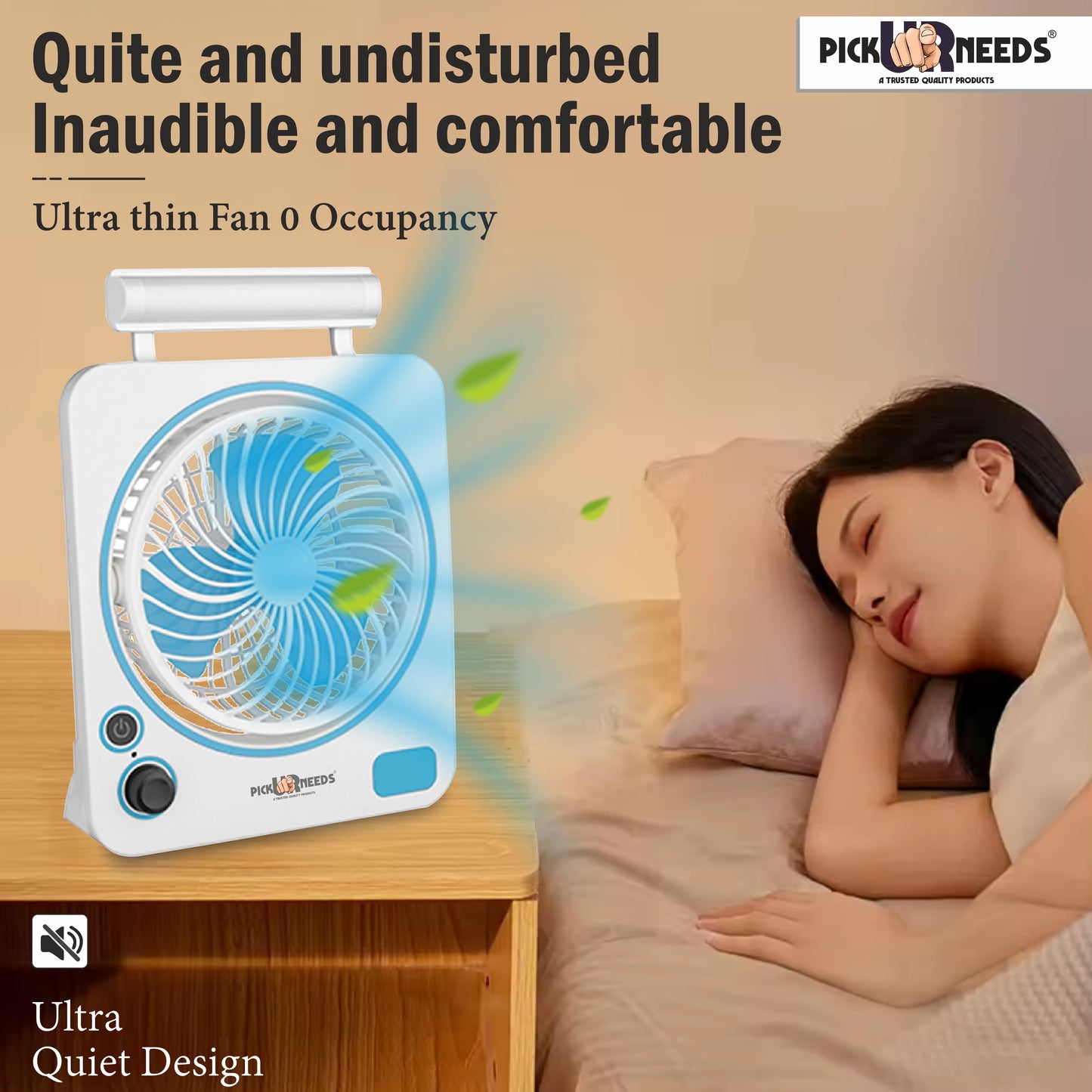 Pick Ur Needs Rechargeable Portable Mini Cooling Electric Table Fan 2 Mode LED Light Energy Saving for Outdoor, Indoor
