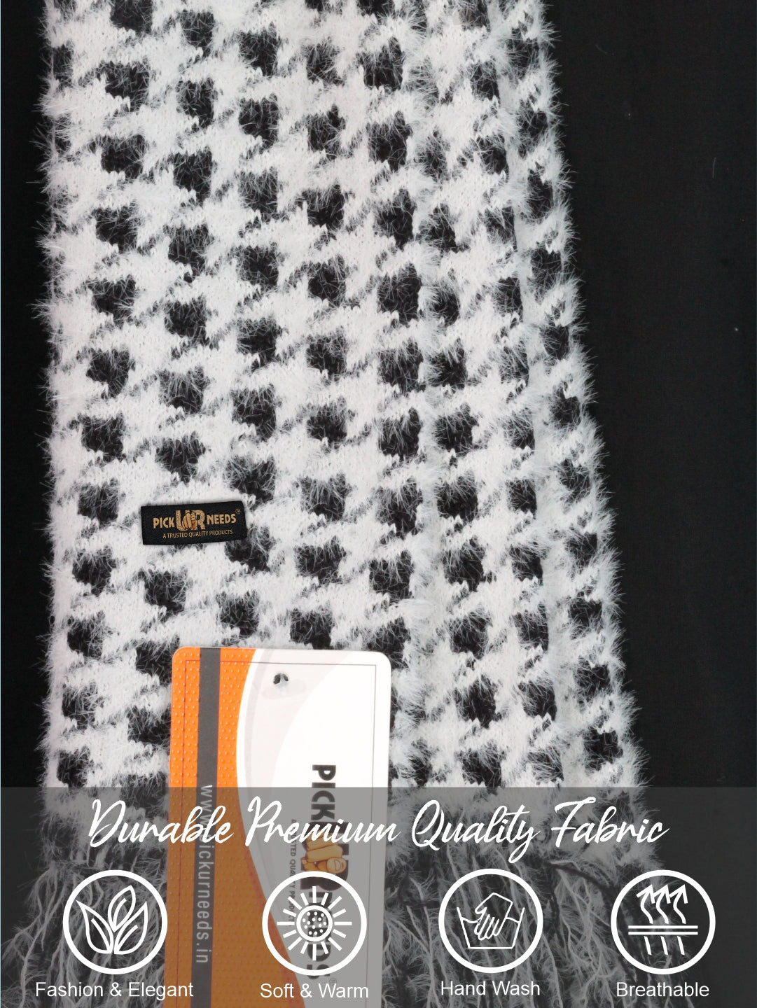 Pick Ur Needs Soft Warm Woolen Premium Winter Muffler for Men Scarf with Stylish Check Pattern Long & Comfortable Cold Weather Neck Wrap