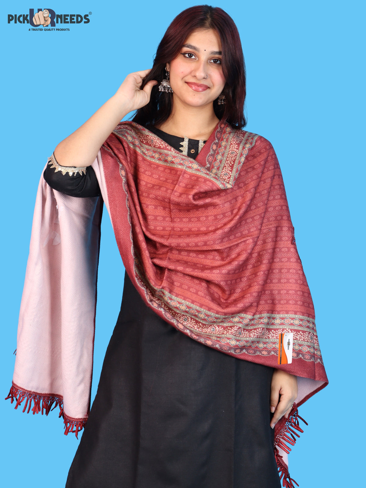 Pick Ur Needs Premium Soft Woolen Women & Girls Stylish Shawl with Elegant Design for Winter & Wedding
