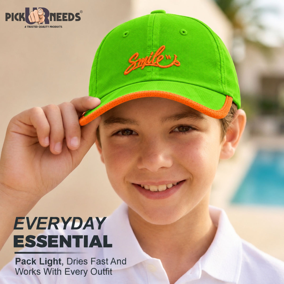 Pick Ur Needs Smile Embroidered Baseball Cap, Adjustable Dad Hat, Everyday Essential Sun Protection Caps Kids
