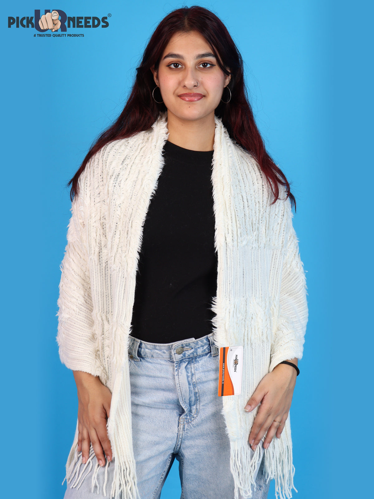 Pick Ur Needs Warm Winter Shawl & Stole for Women & Girls Soft Textured Woven Wrap with Fringe Detailing
