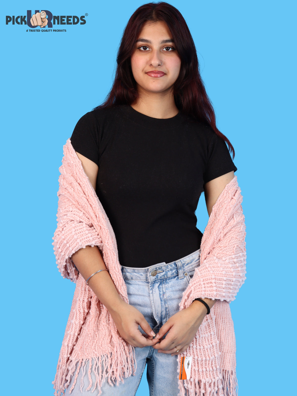 Pick Ur Needs Winter Premium Muffler for Women Soft Textured Woven with Elegant Fringe Detailing Warm For Girls
