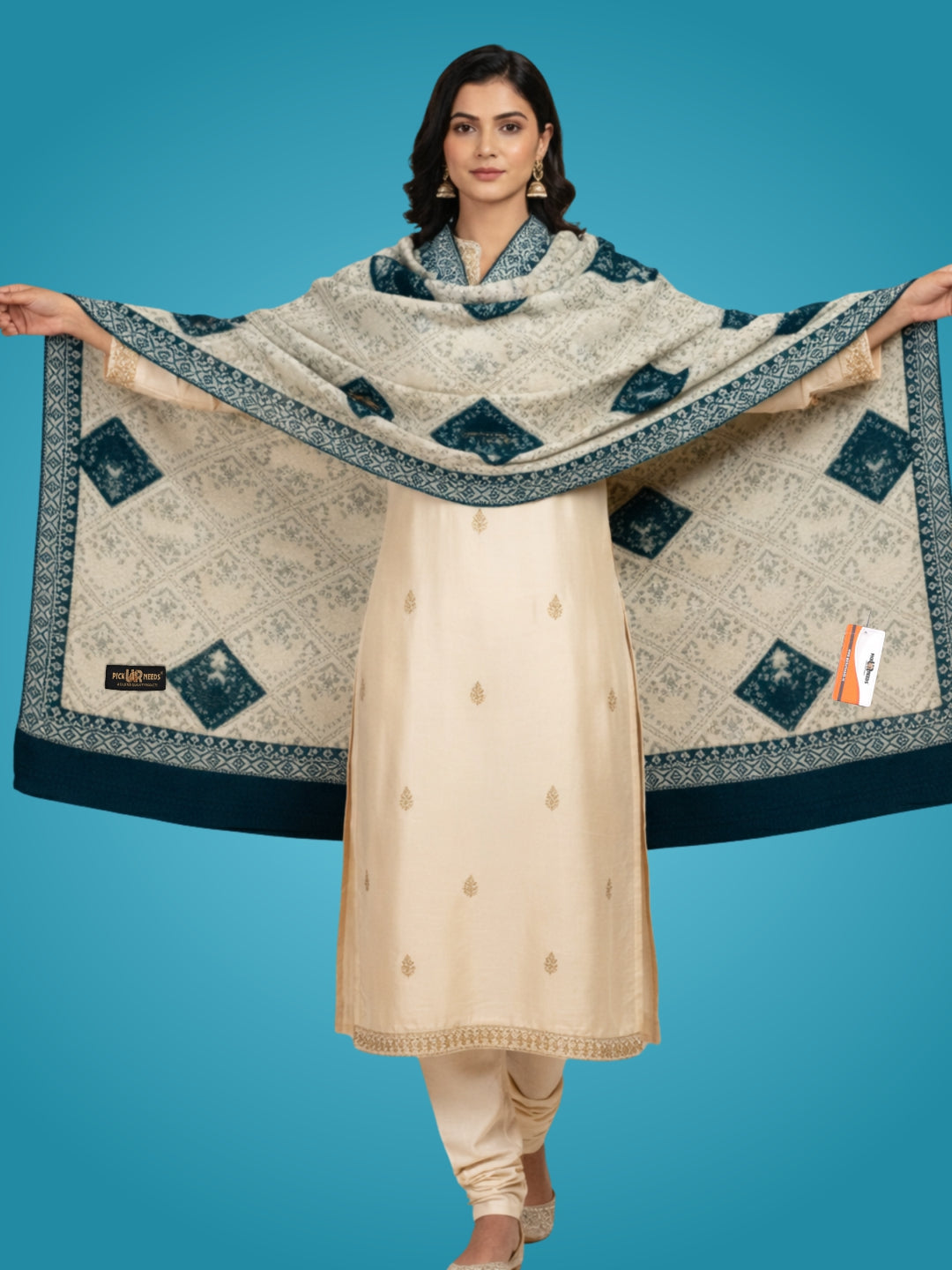 Pick Ur Needs Woolen Shawl for Women | Warm Winter Wool Fabric Shawls with Traditional Prints | Soft & Elegant Ethnic Stole
