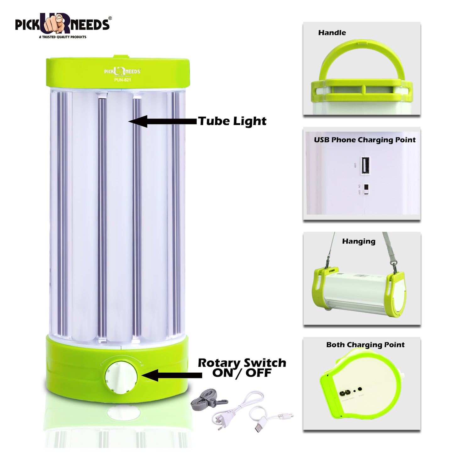 Pick Ur Needs Rechargeable Lantern Emergency Light 3 Long Tube For Home With 15 Hrs Lantern Emergency Light