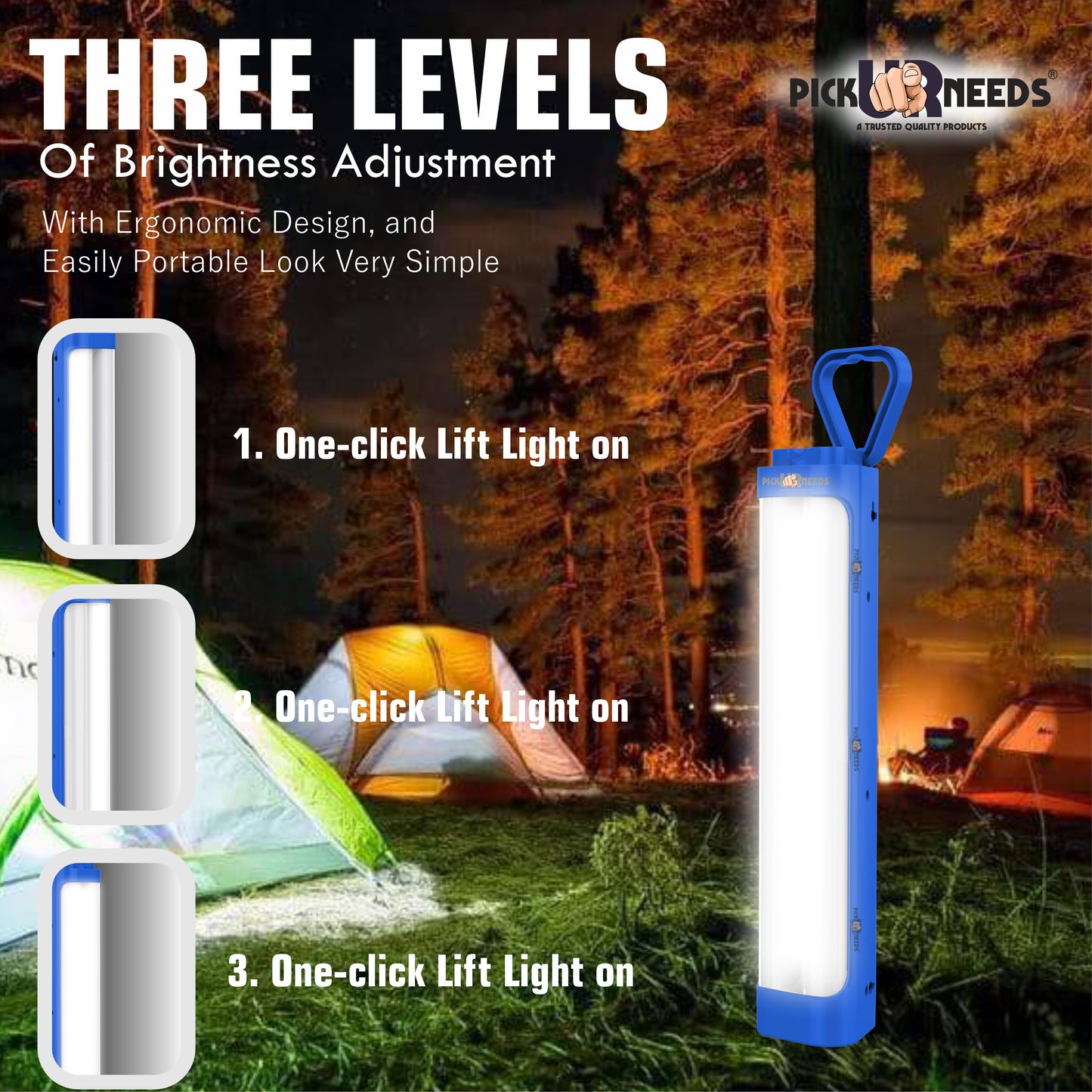 Pick Ur Needs Chargeable Emergency Light With Touch Sensor On / Off 2 High Brightness LED Tube 5 hrs Lantern Emergency Light