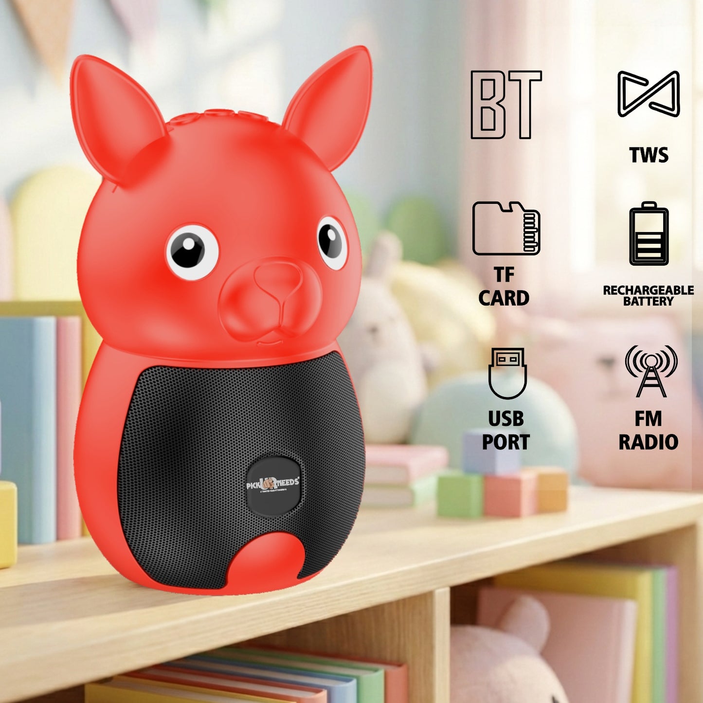 Pick Ur Needs Bunny Bluetooth Speaker | Cute Portable Wireless Speakers with TWS, FM Radio, USB & TF Card | Rechargeable Mini Speaker for Kids & Desk Use