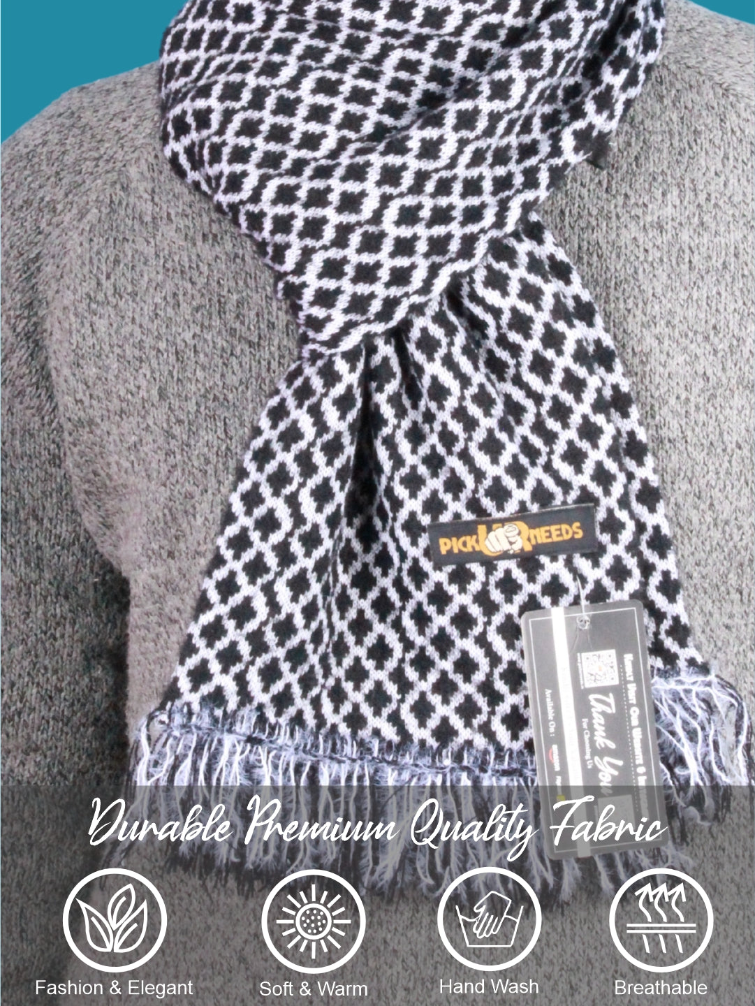 Pick Ur Needs Soft Warm Woolen Premium Winter Muffler for Men Scarf with Stylish Check Pattern Long & Comfortable Cold Weather Neck Wrap